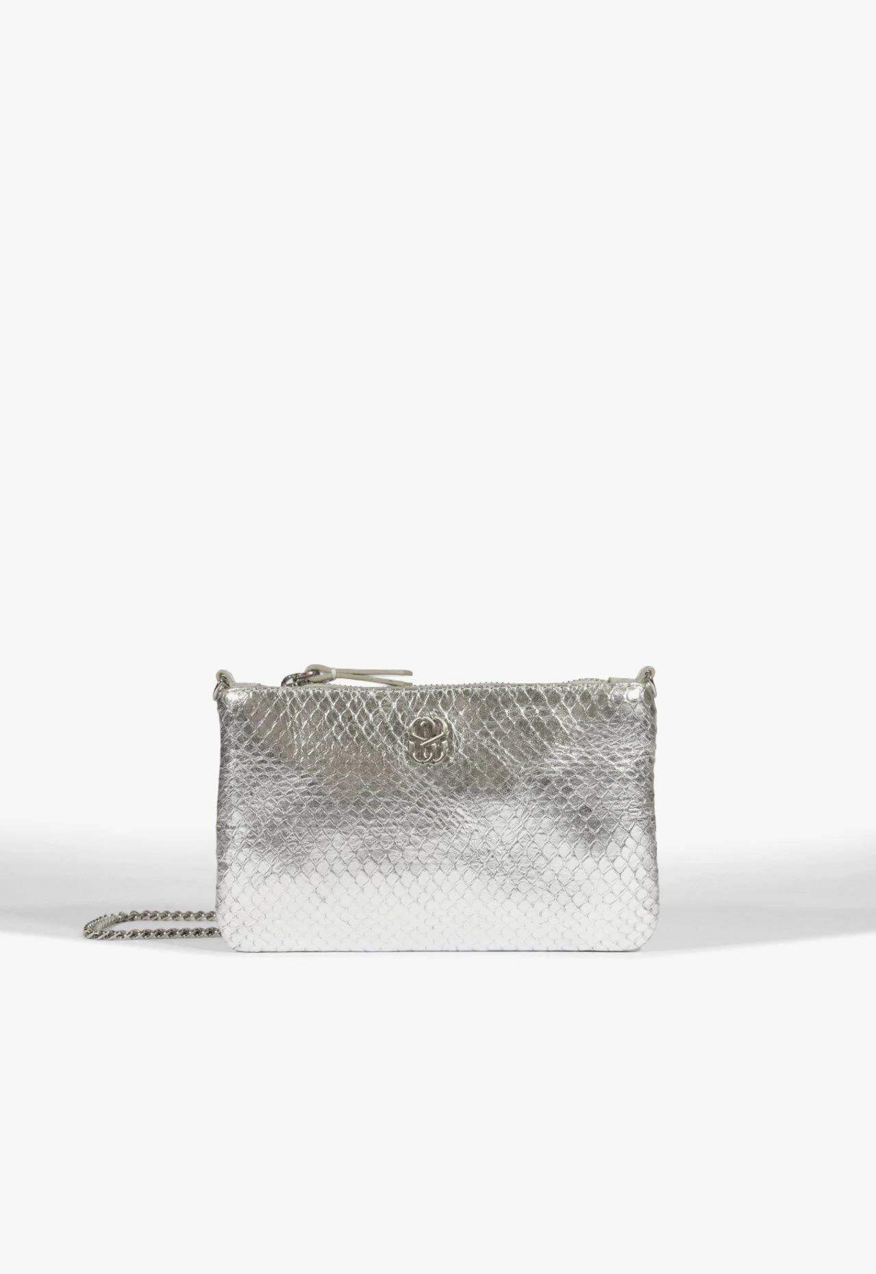 Bolsa Clutch Jennie Pequena Couro Prata