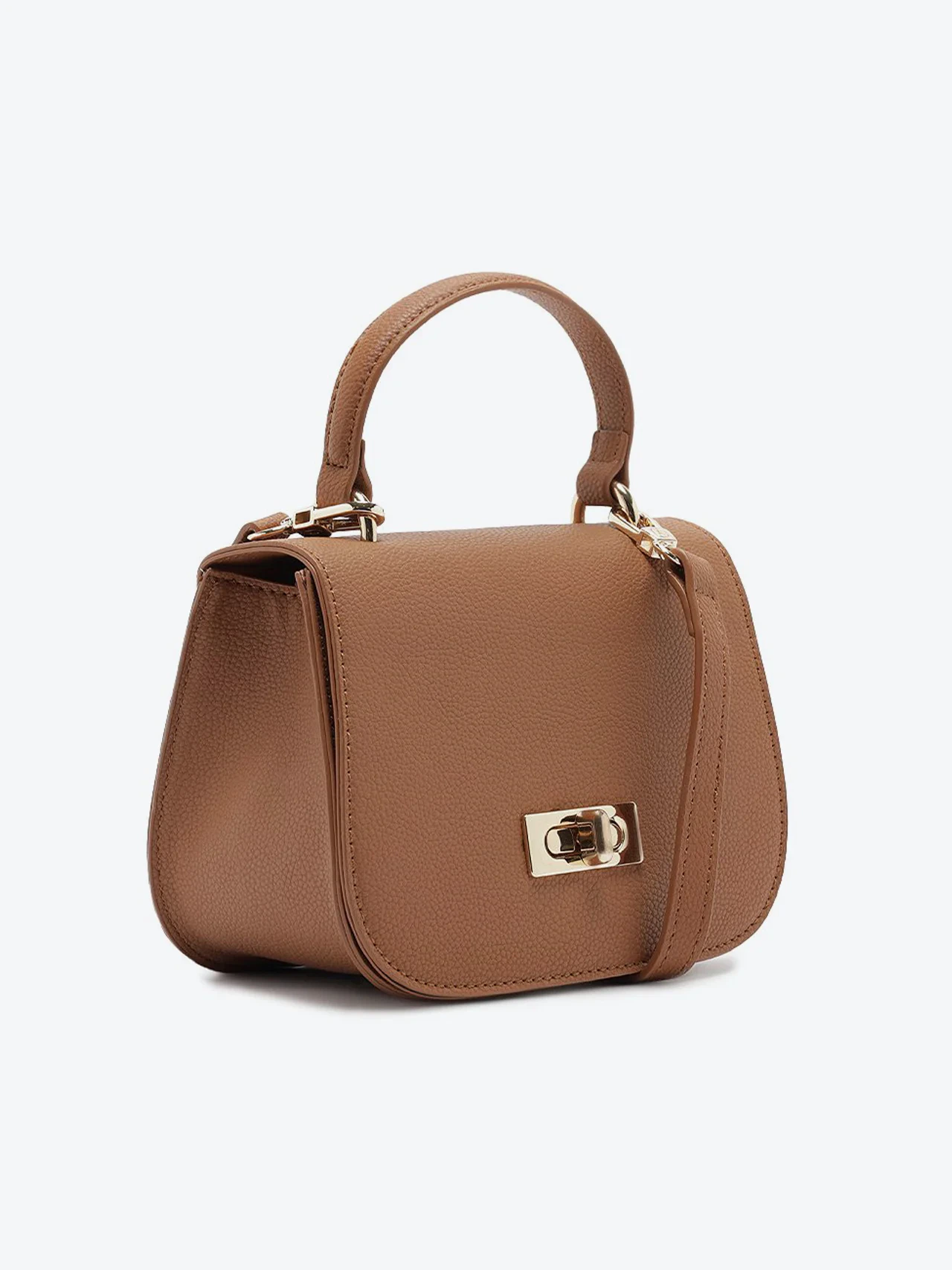 Bolsa Tiracolo Média Fecho Giratório Marrom Cinnamon