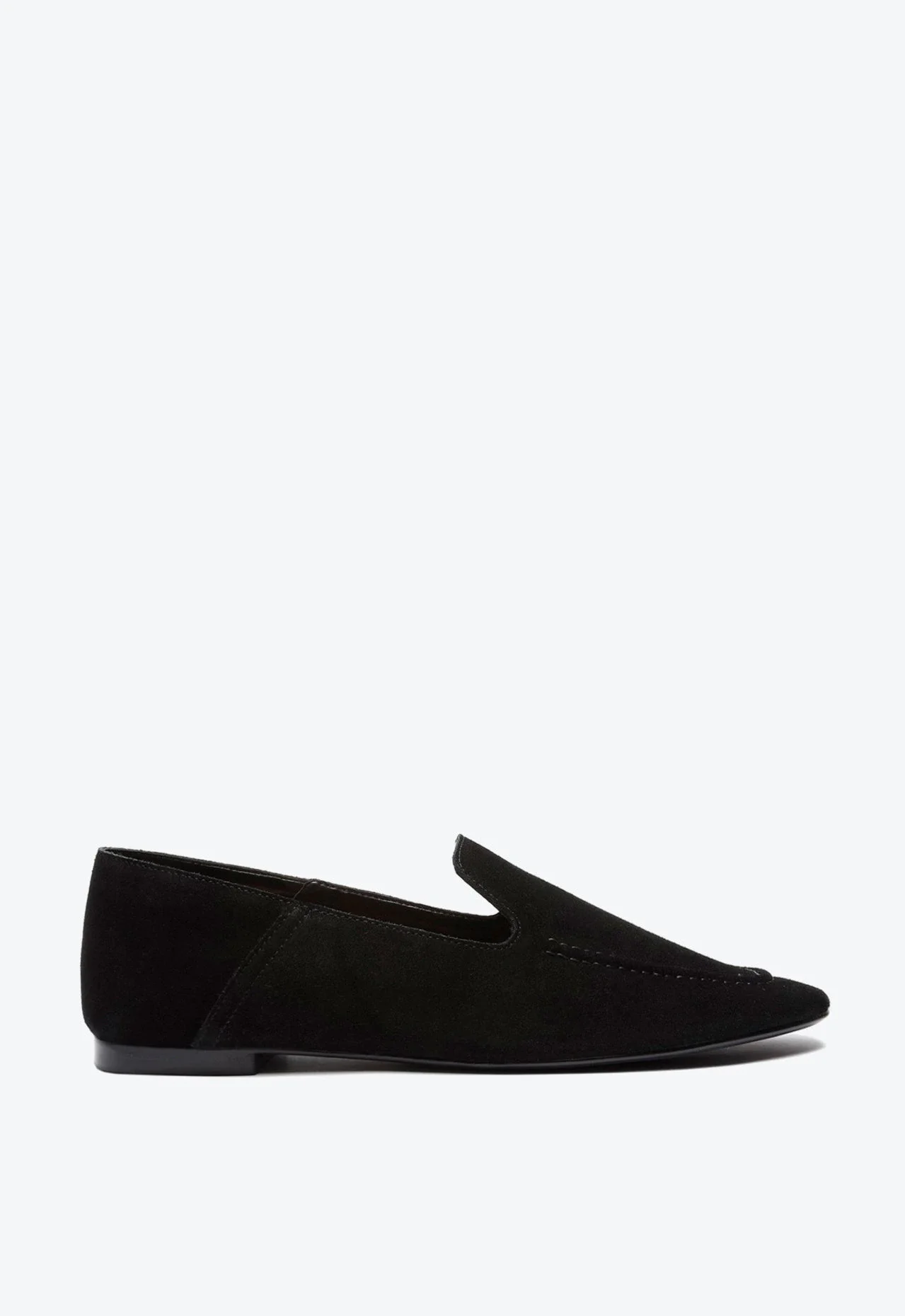 Mocassim Bico Quadrado Camurça Preto