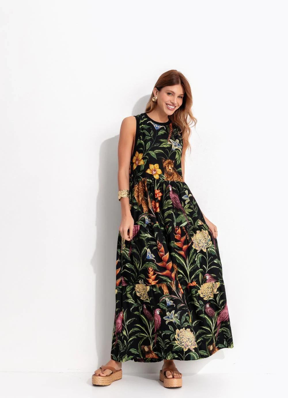 Farm - Vestido Marias Fauna Noturna Preto
