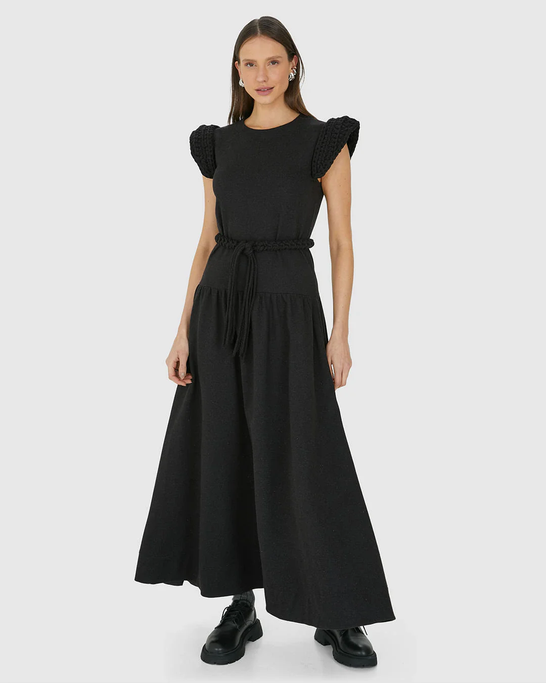 Vestido Midi Feminino Com Cinto De Crochê - Abrace O Futuro