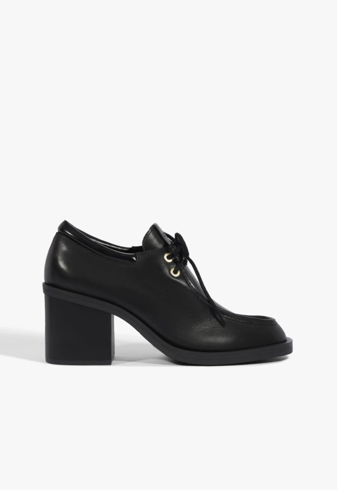 Mocassim Shop Salto Bloco Preto