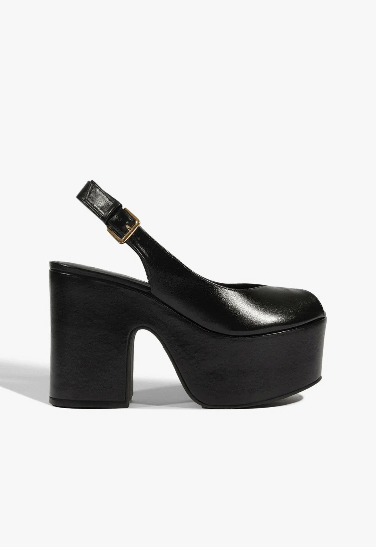 sandalia plataforma couro preto