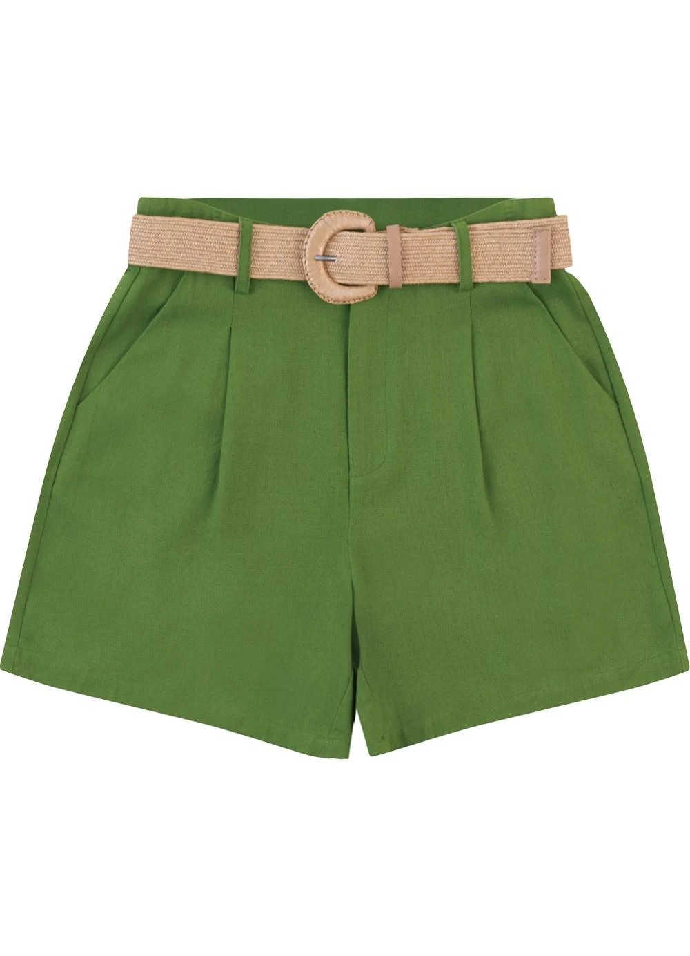 Malwee - Shorts Alfaiaria em Viscolinho Verde