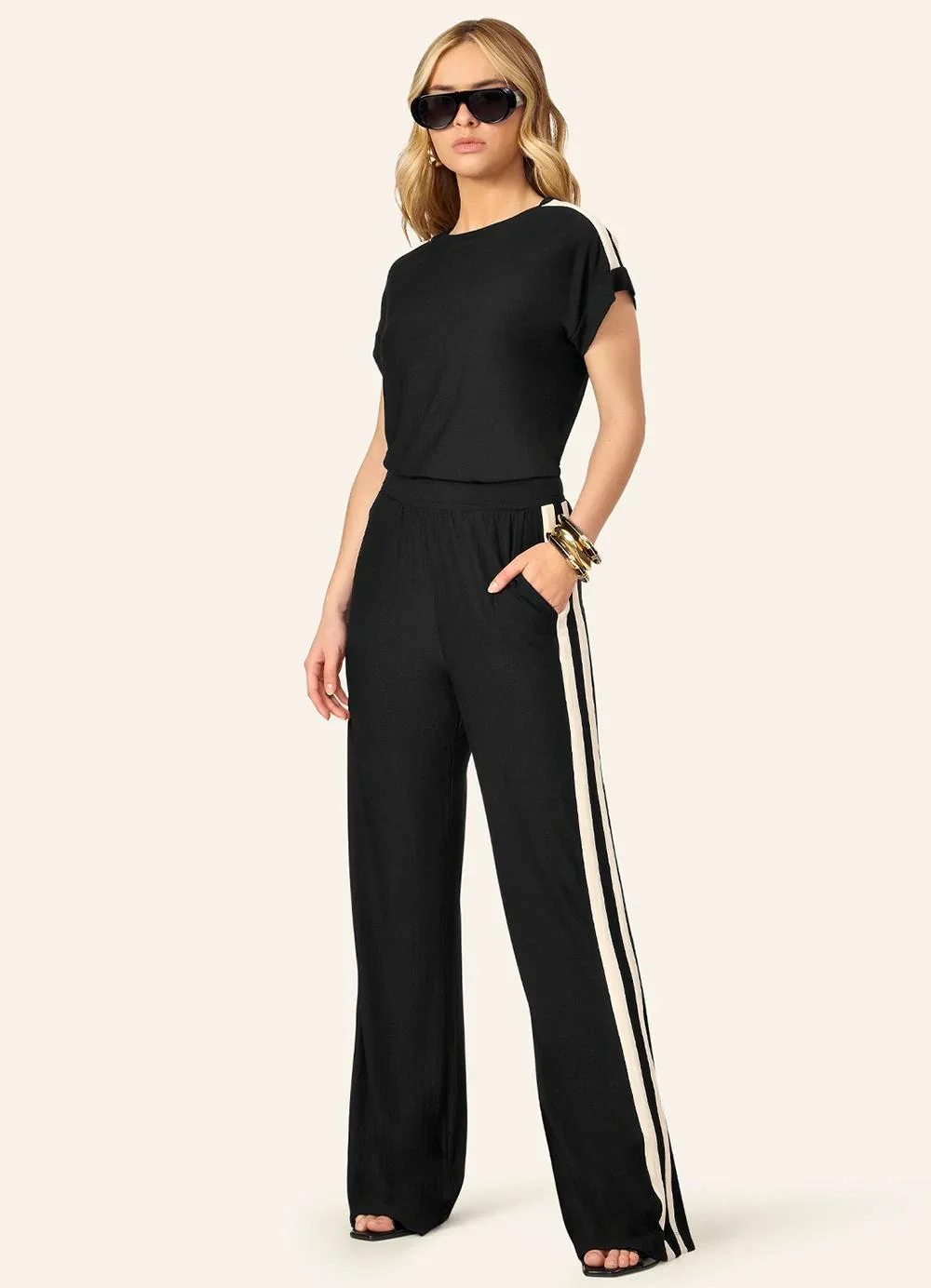 Endless - Conjunto Feminino Blusa com Calça em Visco Preto