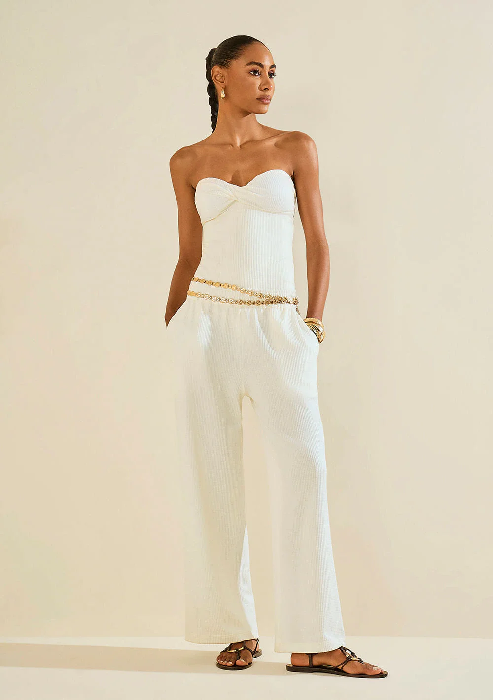 Calça Reta Alvéolo Branco