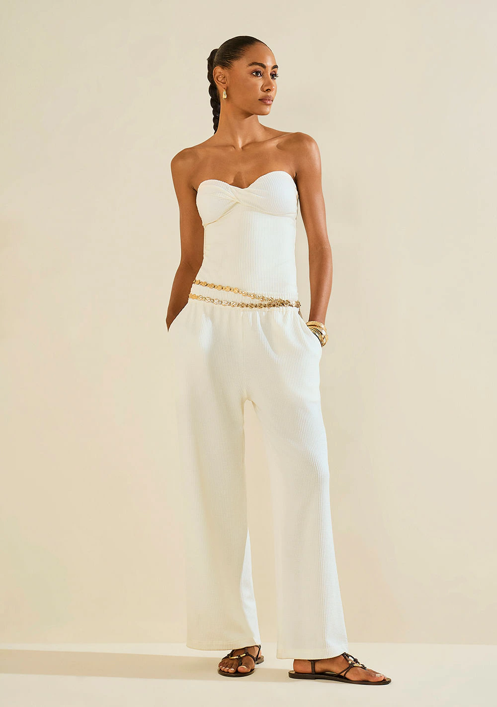 Calça Reta Alvéolo Branco