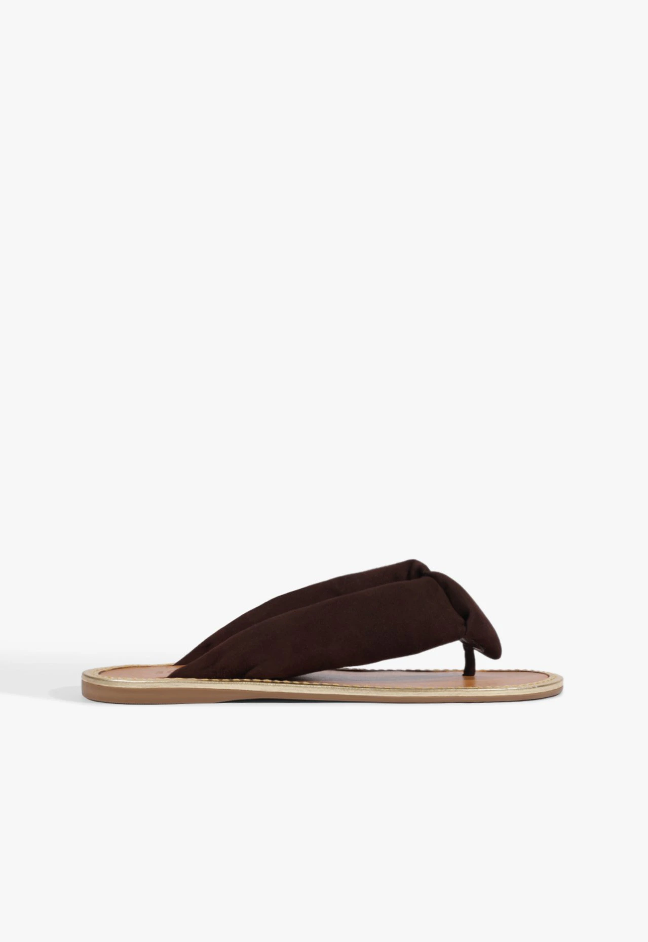 Rasteira Aurea Casual Couro Marrom Escuro