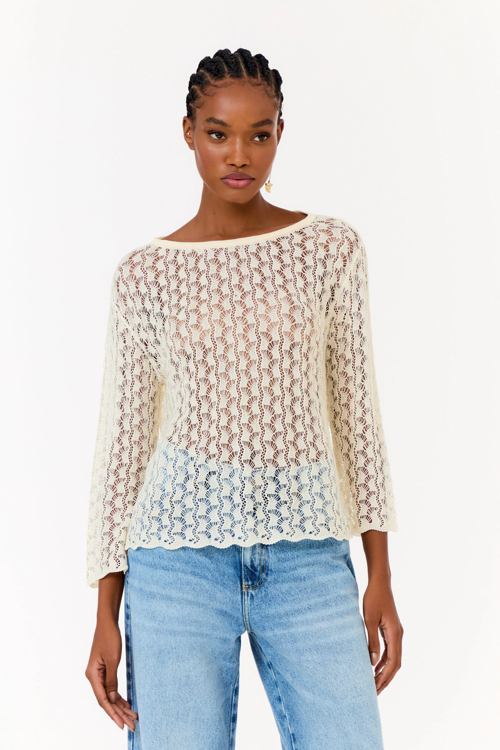 Blusa Tricot Ponto Renda