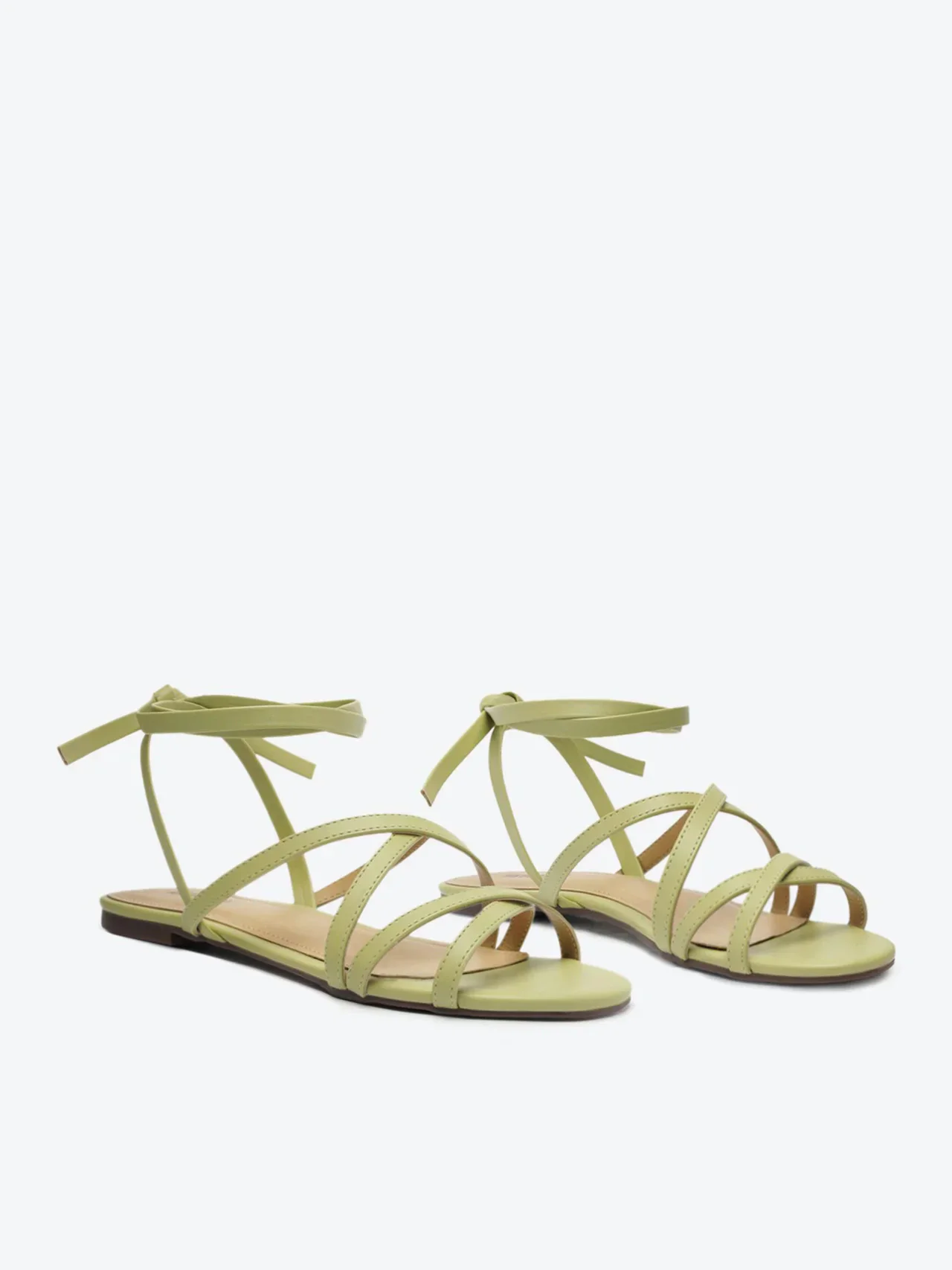 Sandália Rasteira Flat Tiras Verde