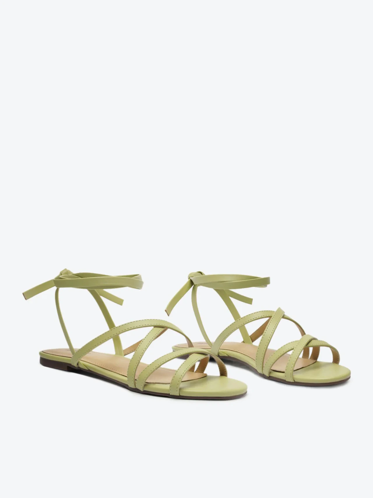 Sandália Rasteira Flat Tiras Verde