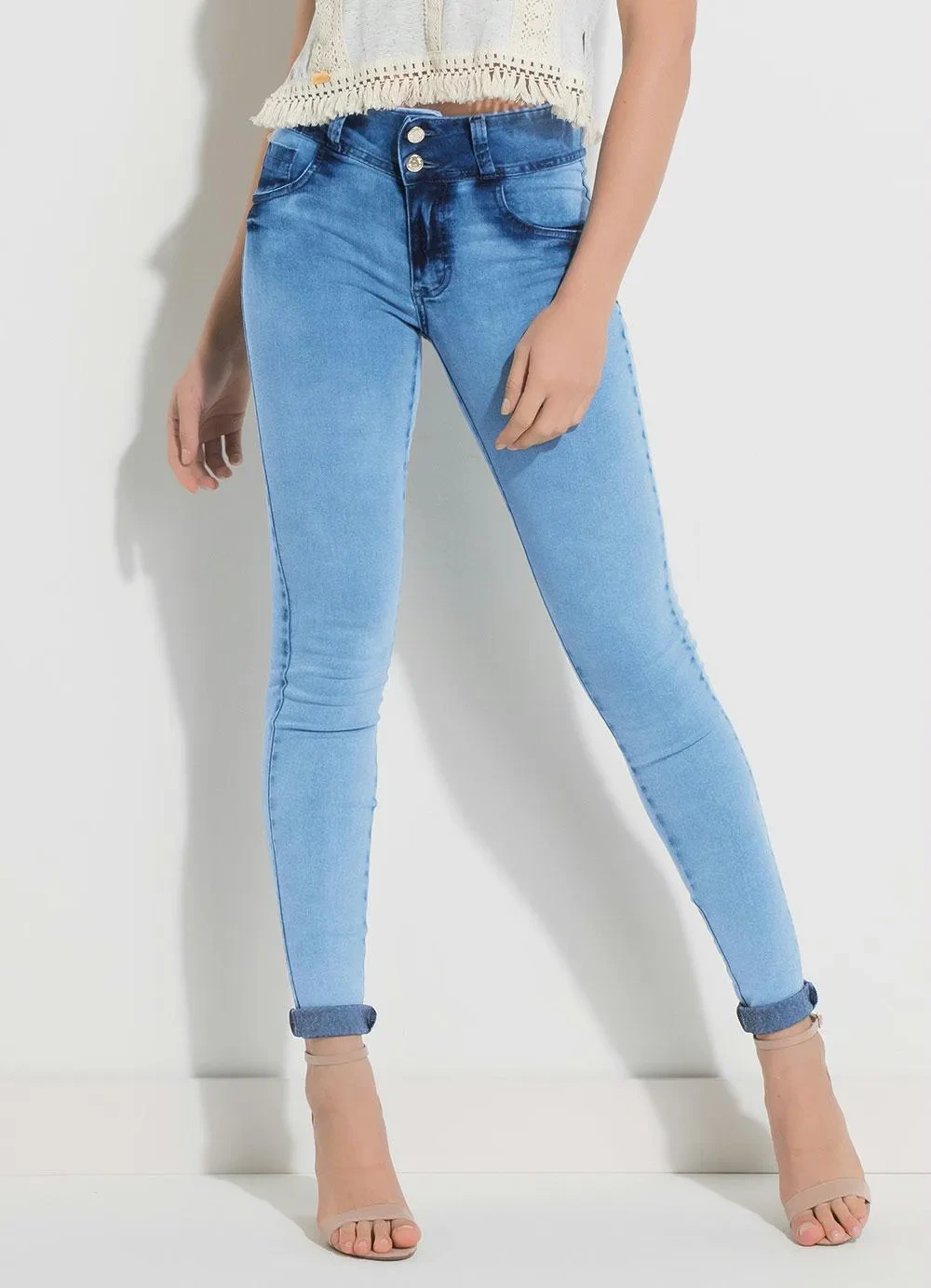 Quintess - Calça Jeans com Cintura Média