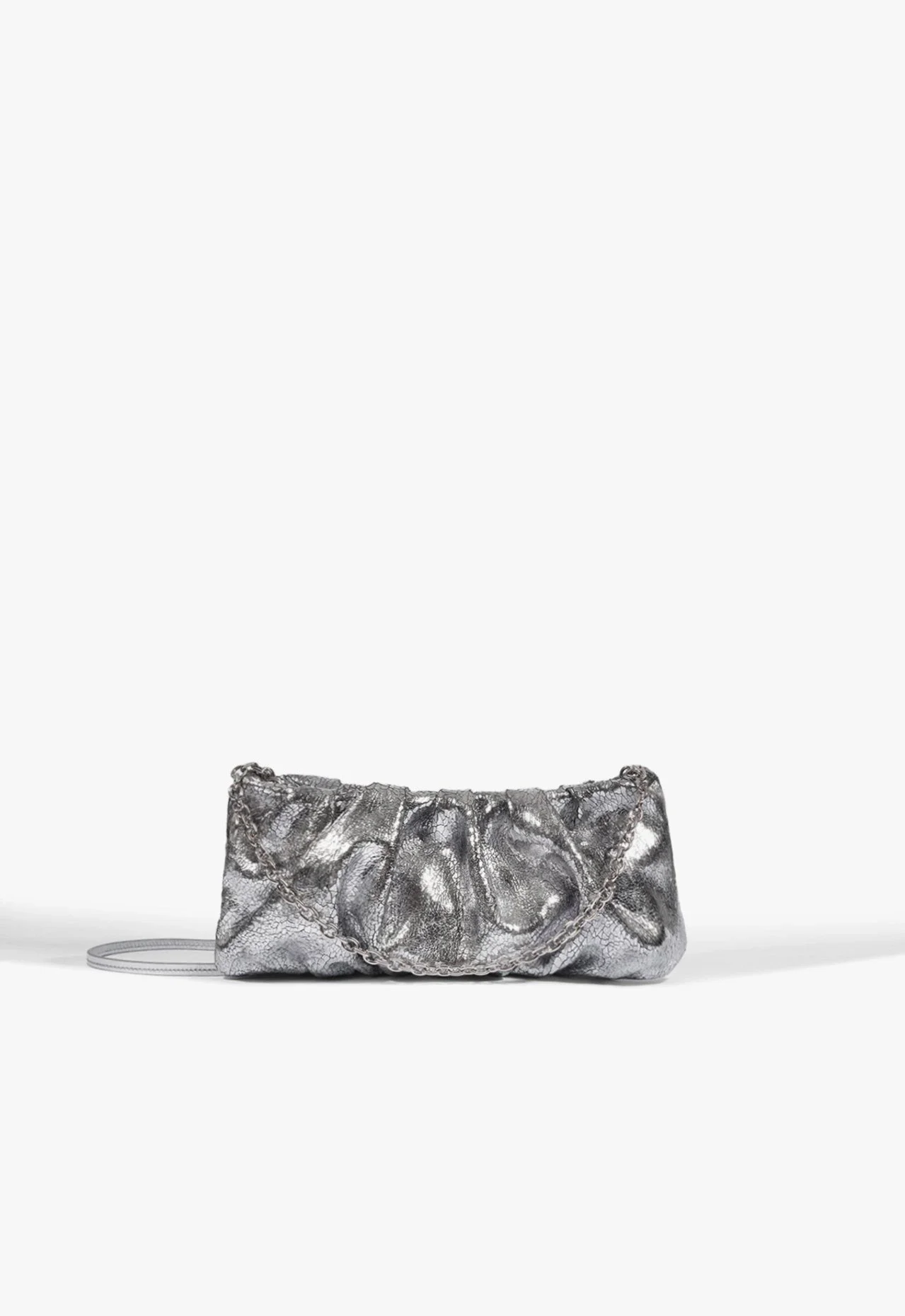 Bolsa Clutch Glam Couro Prata