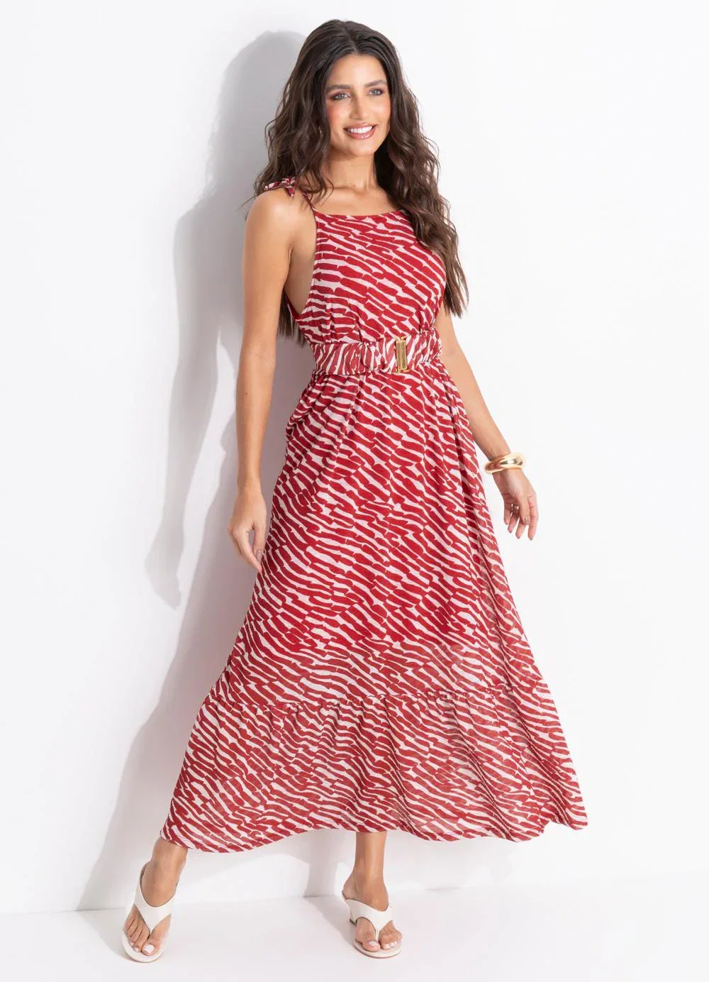 Quintess - Vestido Animal Print em Malha Plissada