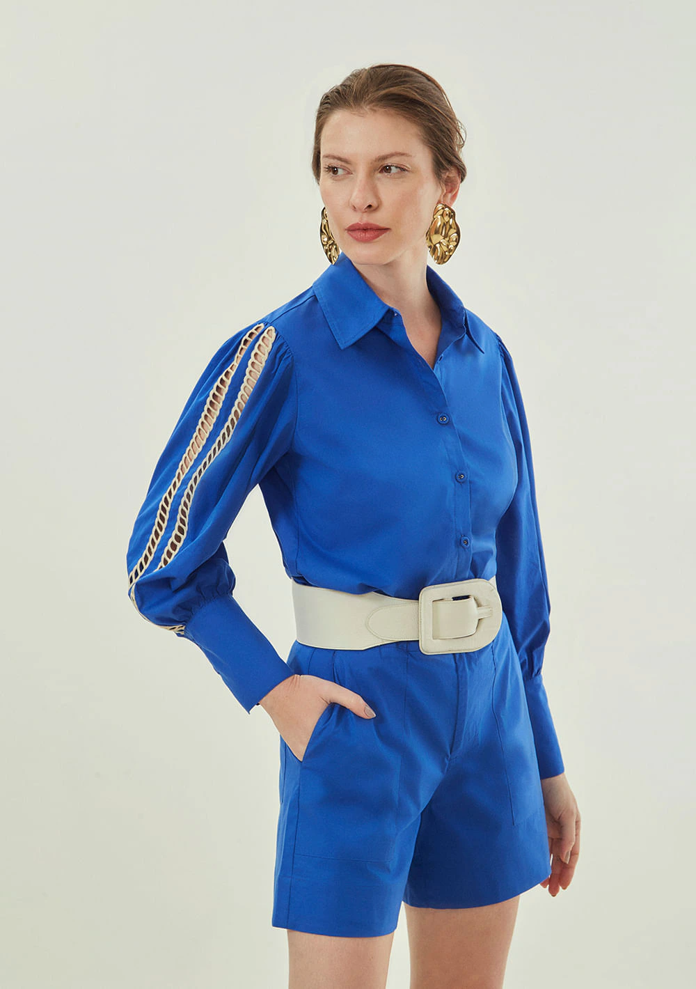 Shorts Maria.Valentina Amplo Alta Azul