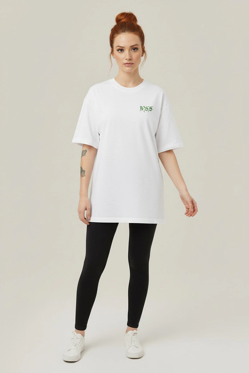 Camiseta Oversized Feminina Branca Algodão Prime WSS Street Rat Branco