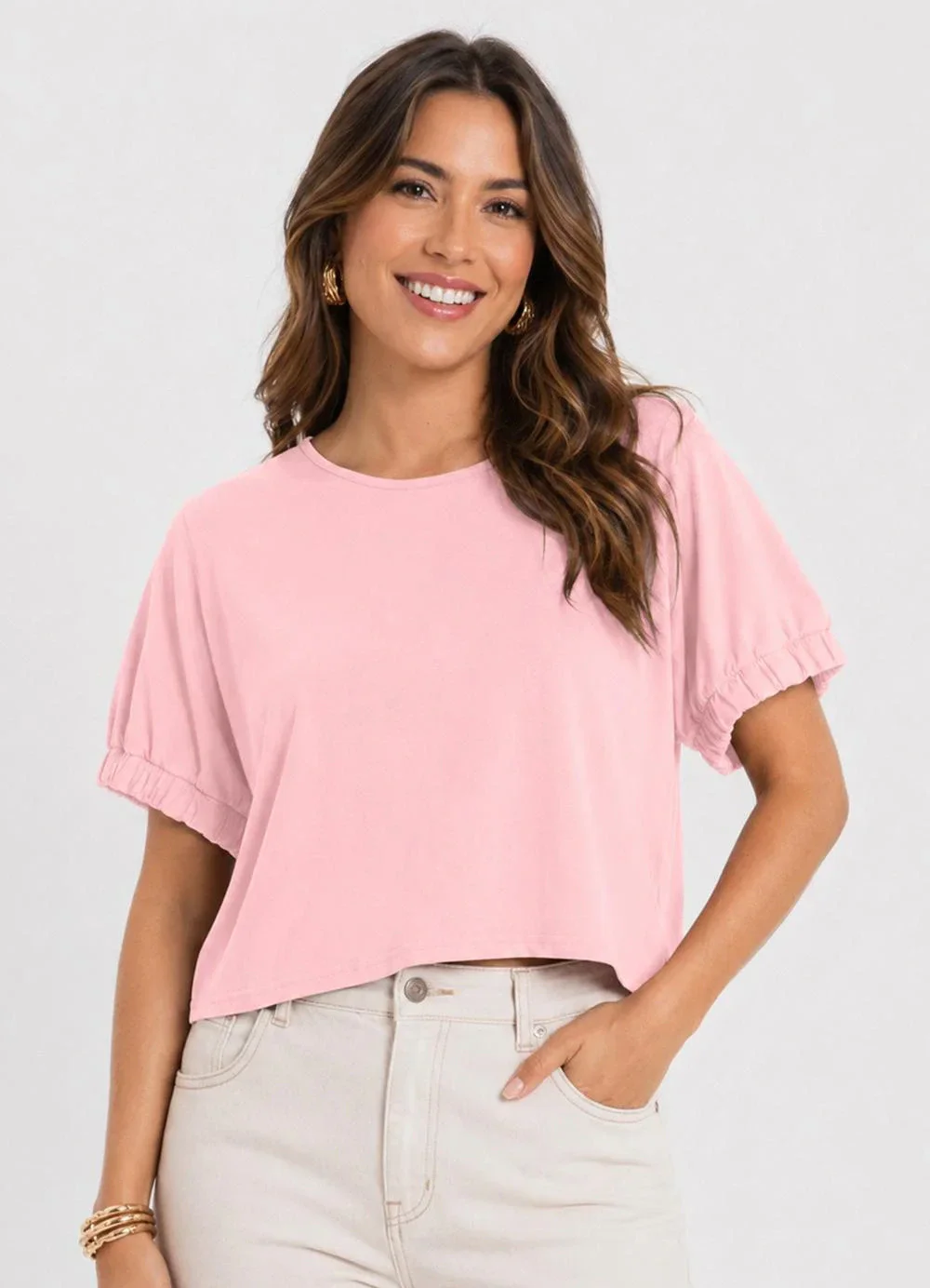 Infinita Cor - Blusa Feminina em Malha Viscose Rosa