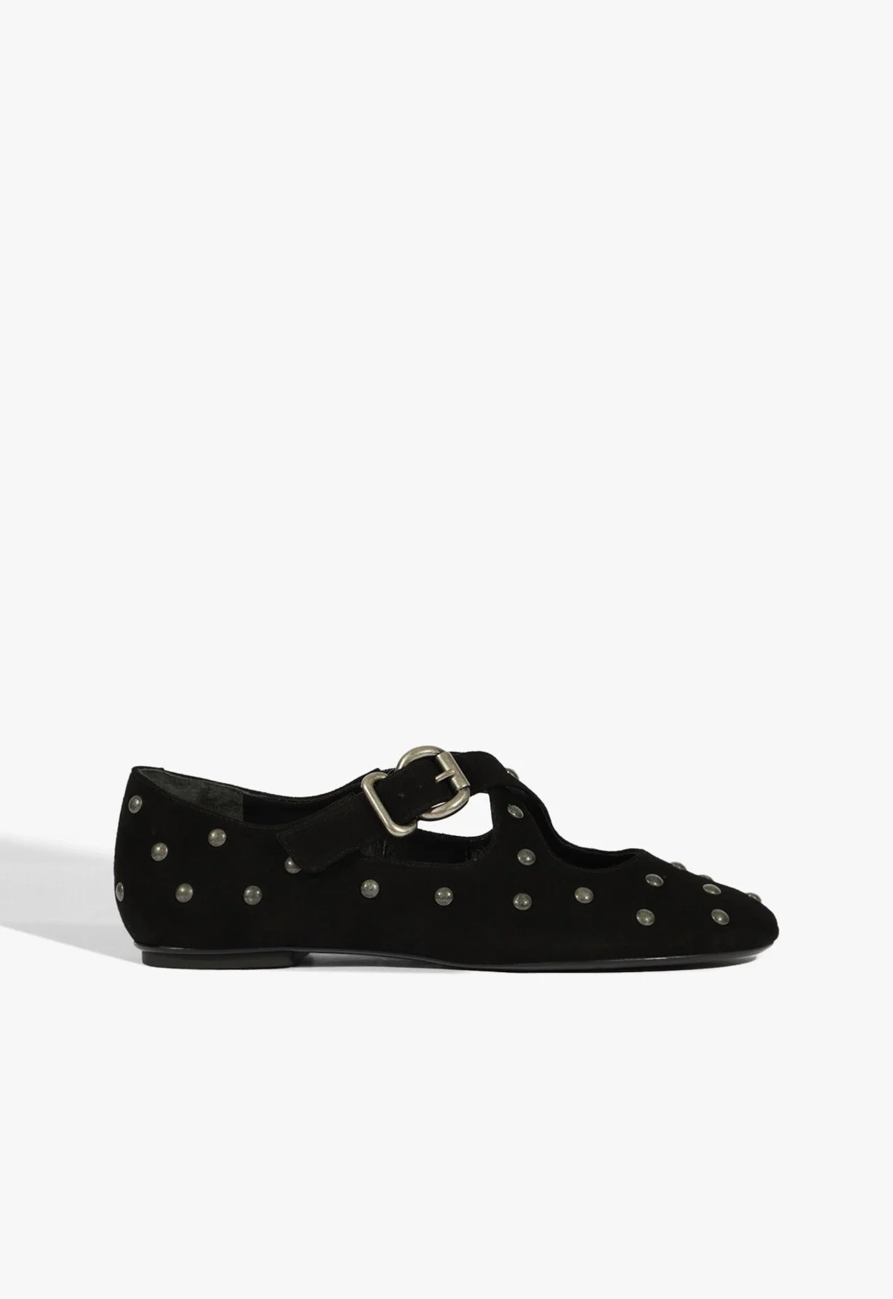 Sapatilha Myriam Flat Studs Couro Preta