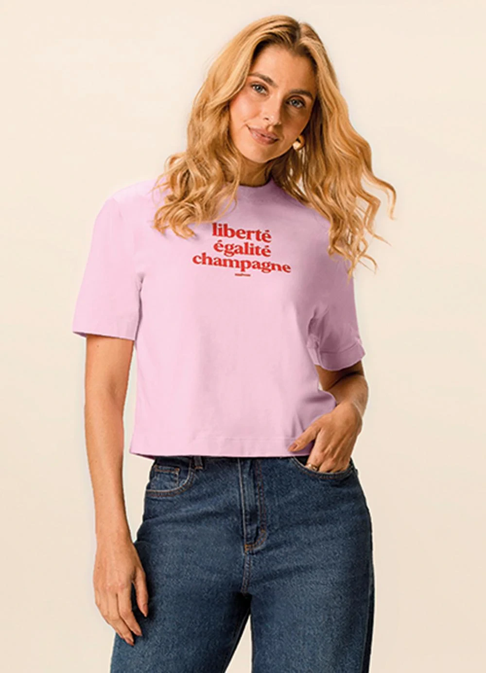 Malwee - Camiseta Box Liberté, Égalité, Rosa Claro