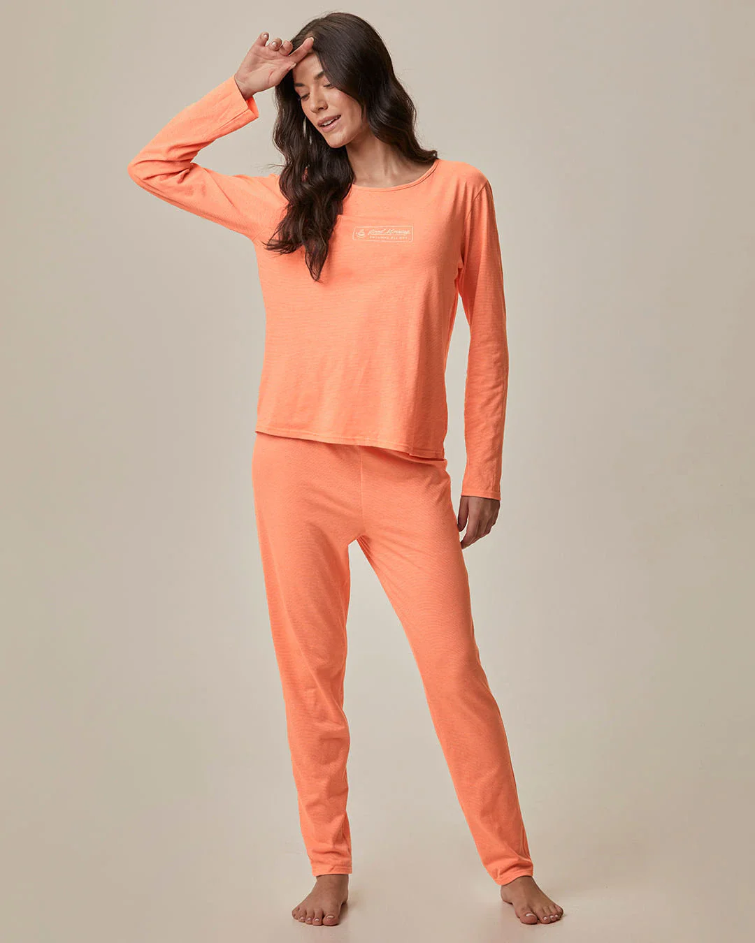 Pijama Longo Feminino Good Morning Pajamas All Day Em Malha Fio A Fio