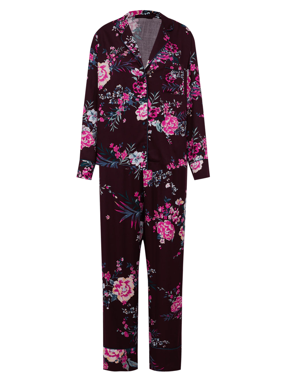 Pijama Longo Manga Longa Viscose Sabrina Floral Estampado