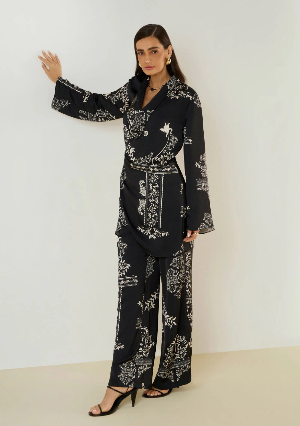 Blazer Maria.Valentina Ajustado Manga Longa Alongado Preto
