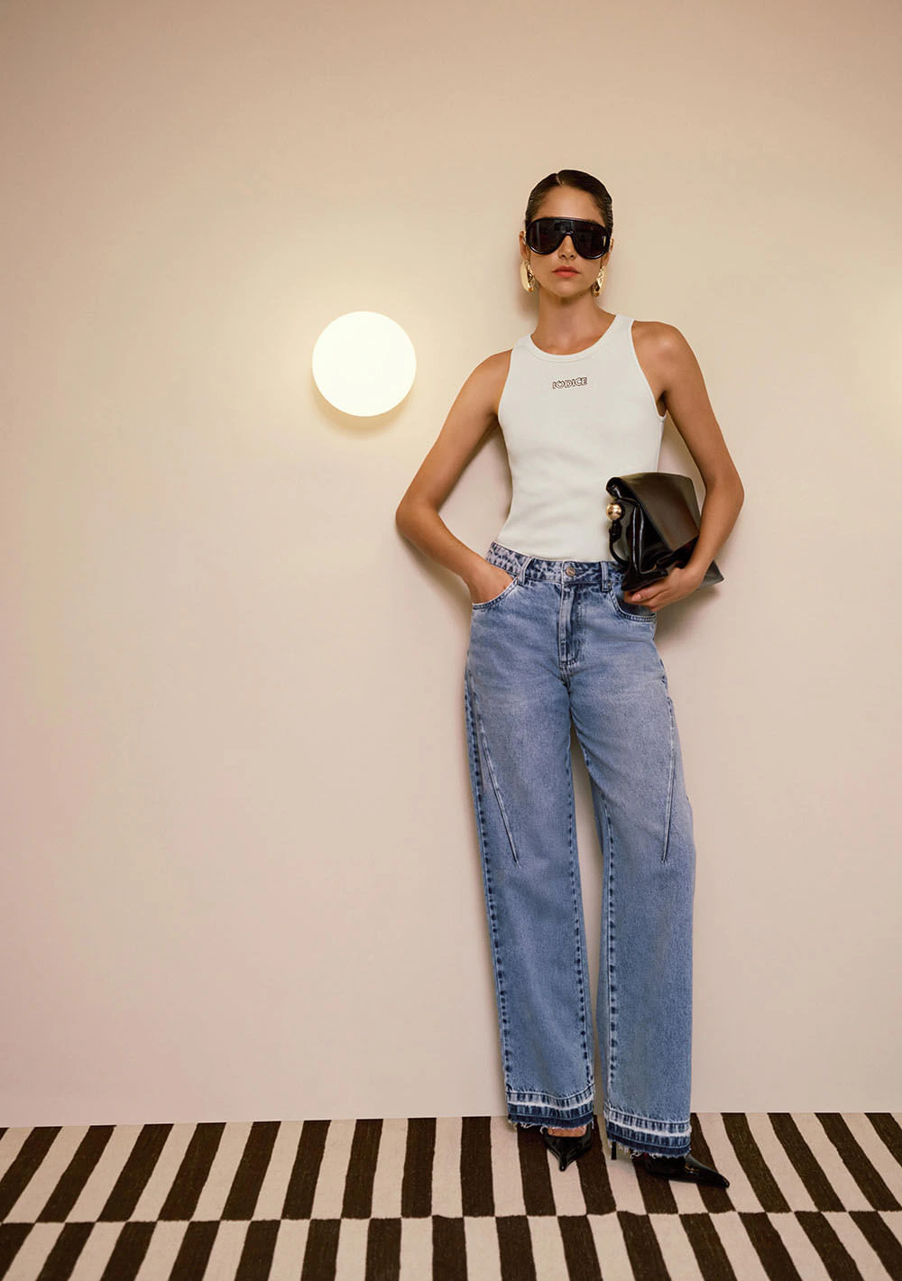 Calca Jeans Wide Leg Profilo Azul