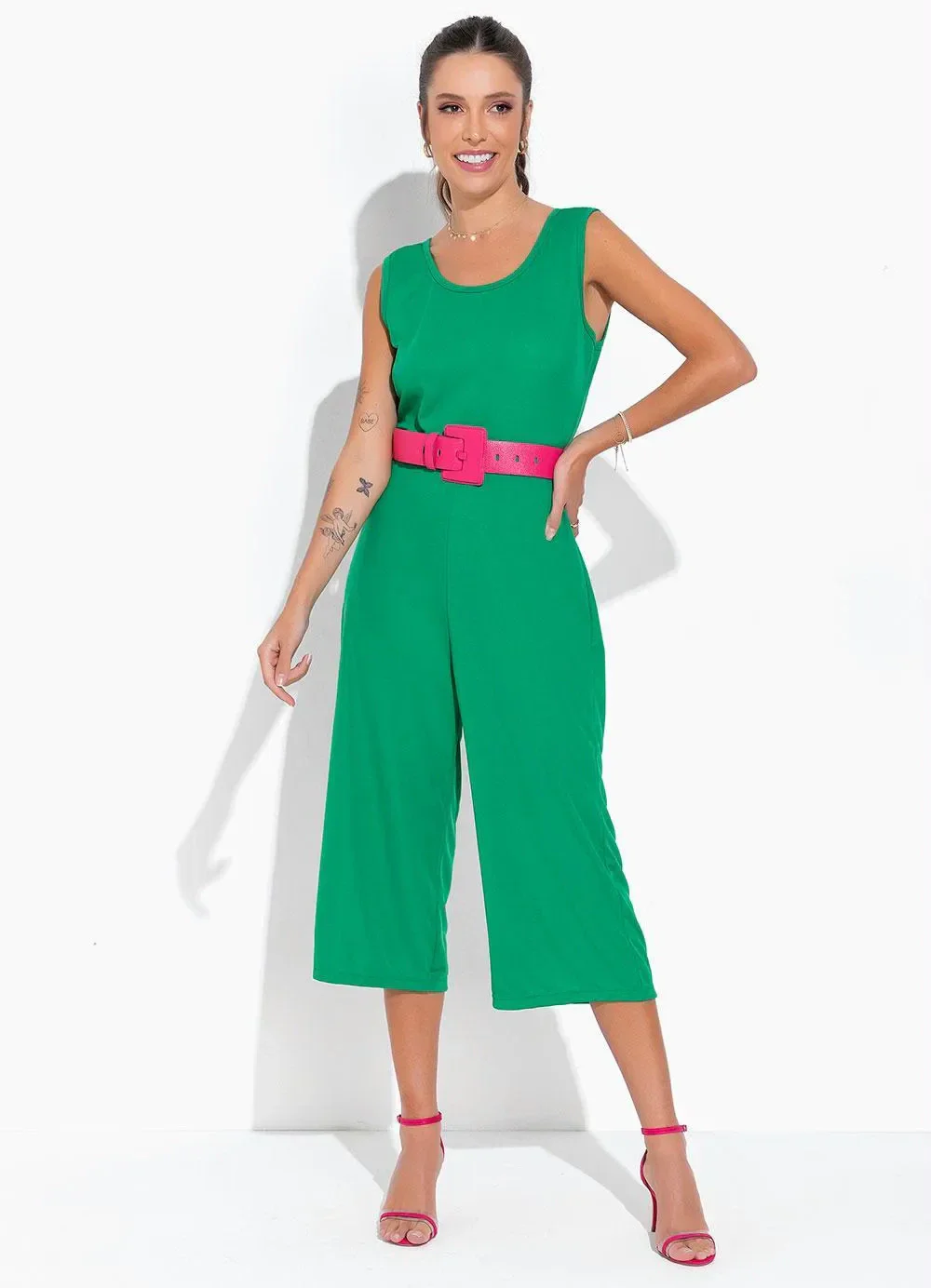 Moda Pop - Macacão Verde Pantacourt