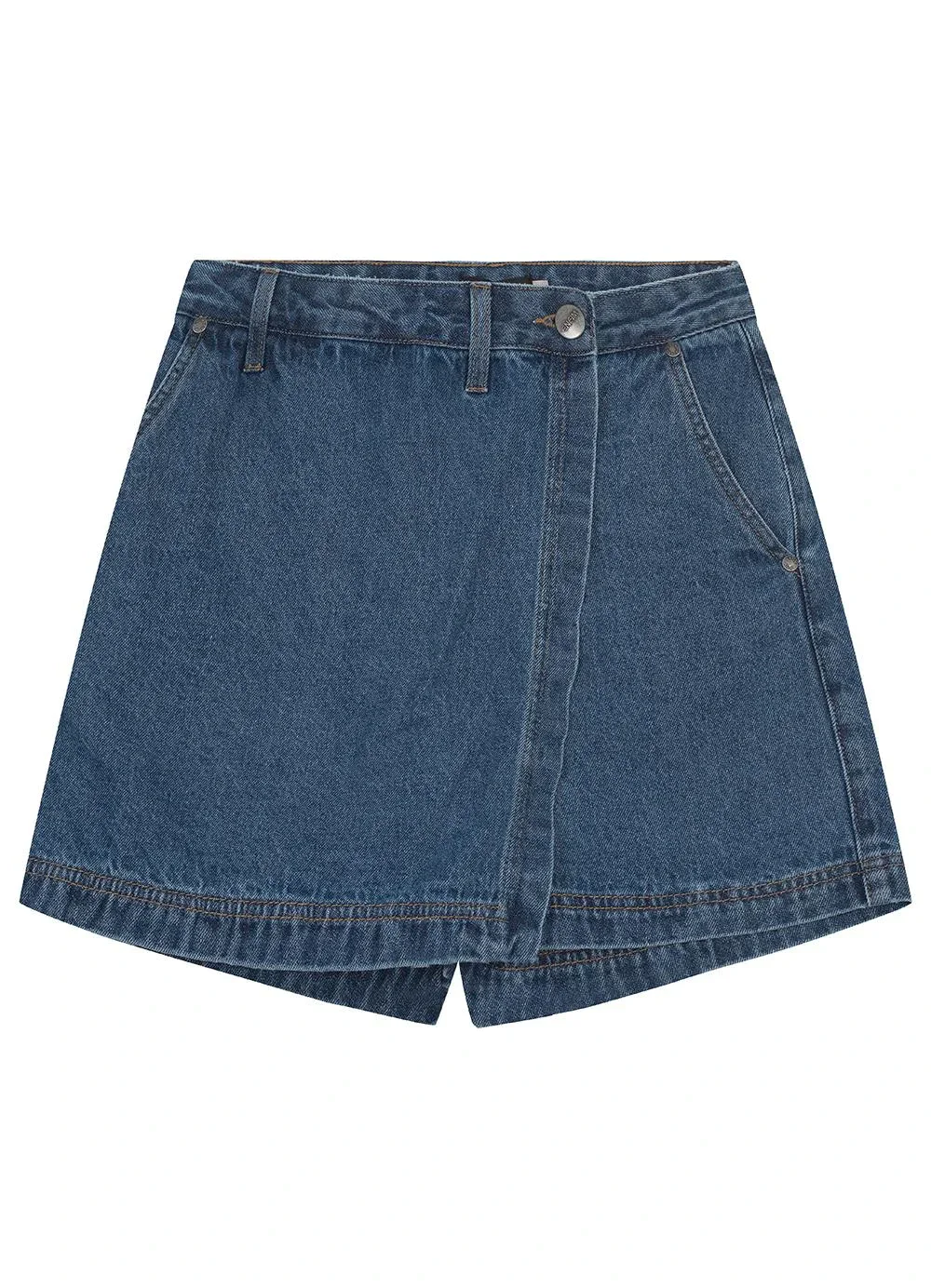 Enfim - Shorts Saia Evasê Jeans Azul Claro