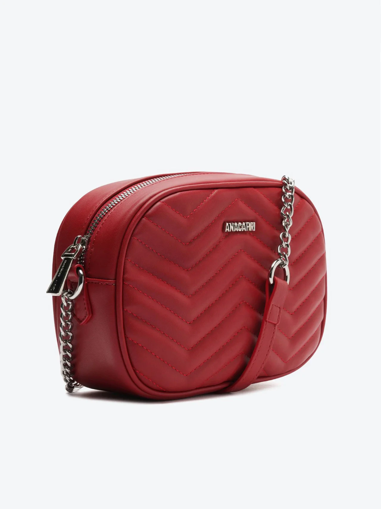 Bolsa Tiracolo Média Matelassê Zig Zag Vermelha