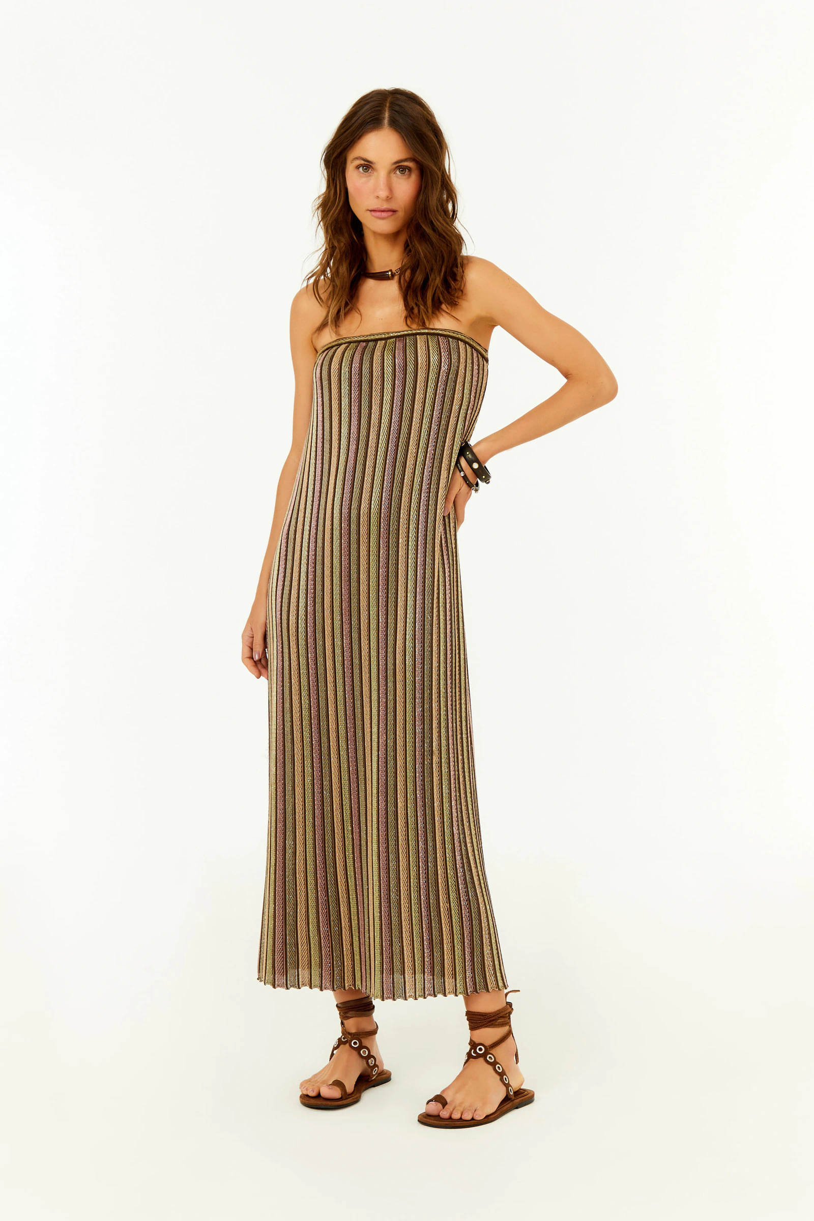 Vestido Tricot Sem Alça Multicolorido