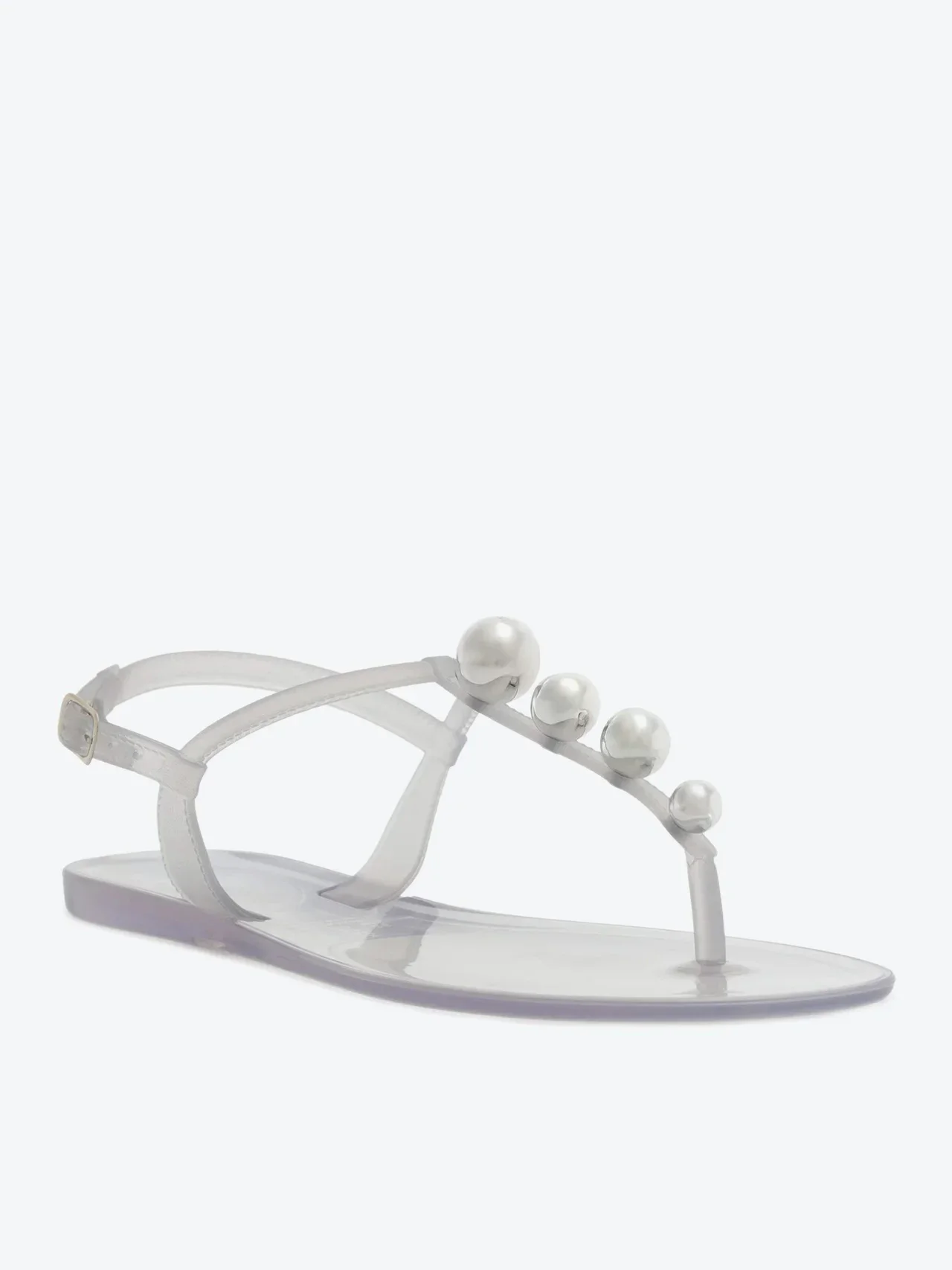 Sandália Rasteira Slim Esfera Pop Injetada Transparente Cinza