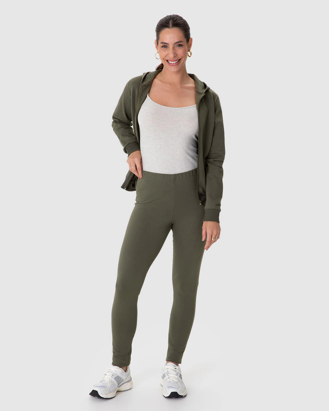 Calça Legging Básica Feminina Em Moletom Stretch Flanelado