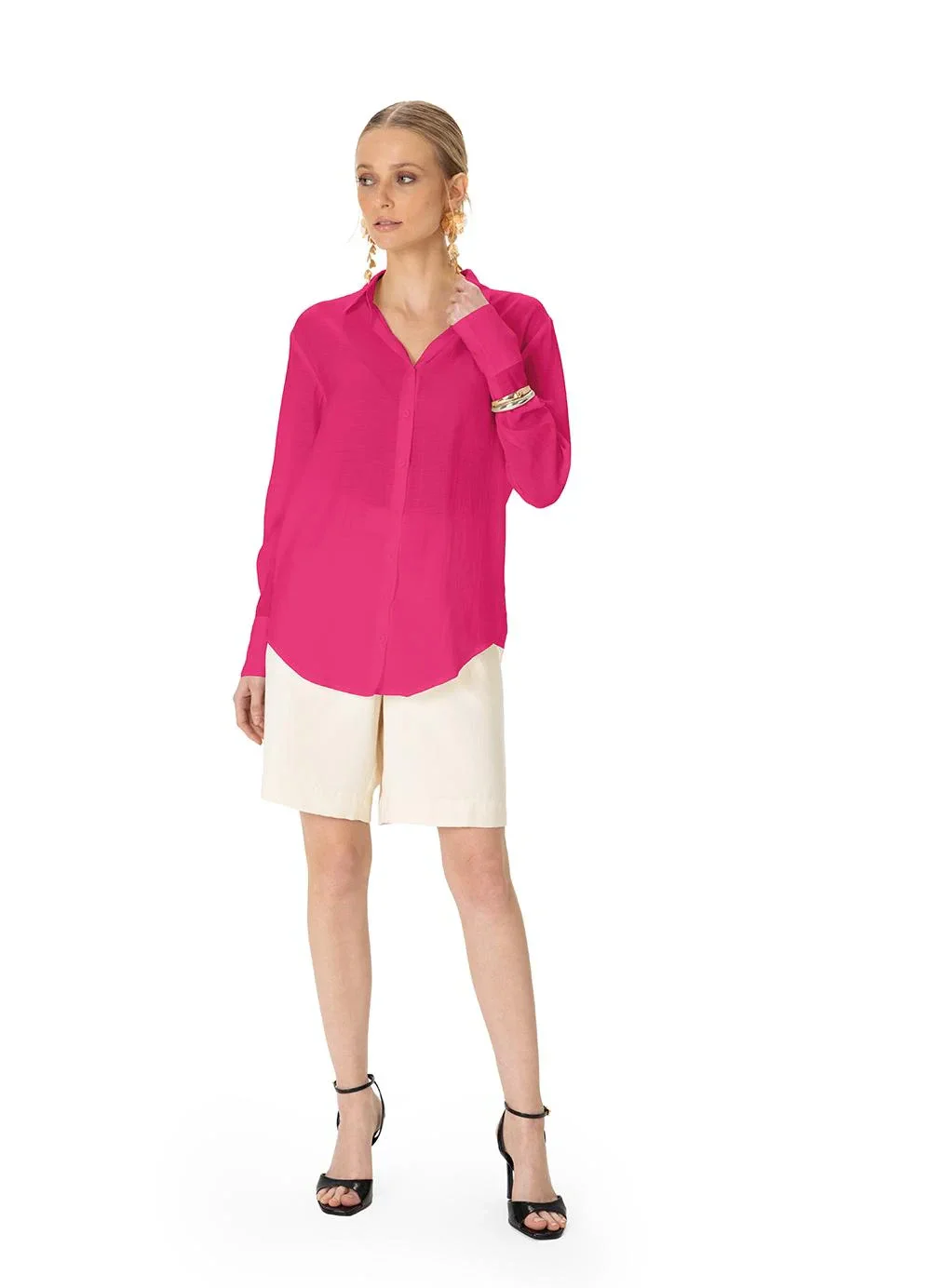 Enfim - Camisa Básica Liocel Rosa