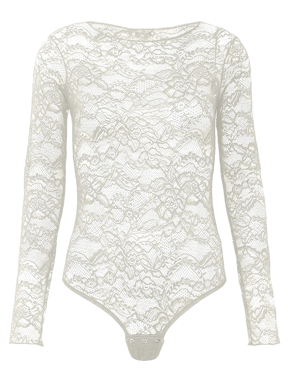 Body Manga Longa Renda Nara Off White