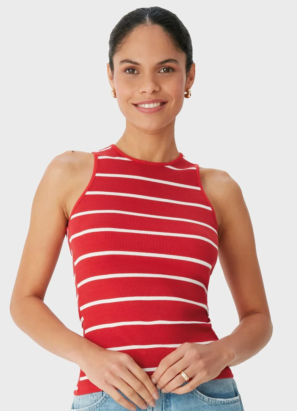 Malwee - Blusa Justa Listrada Vermelho