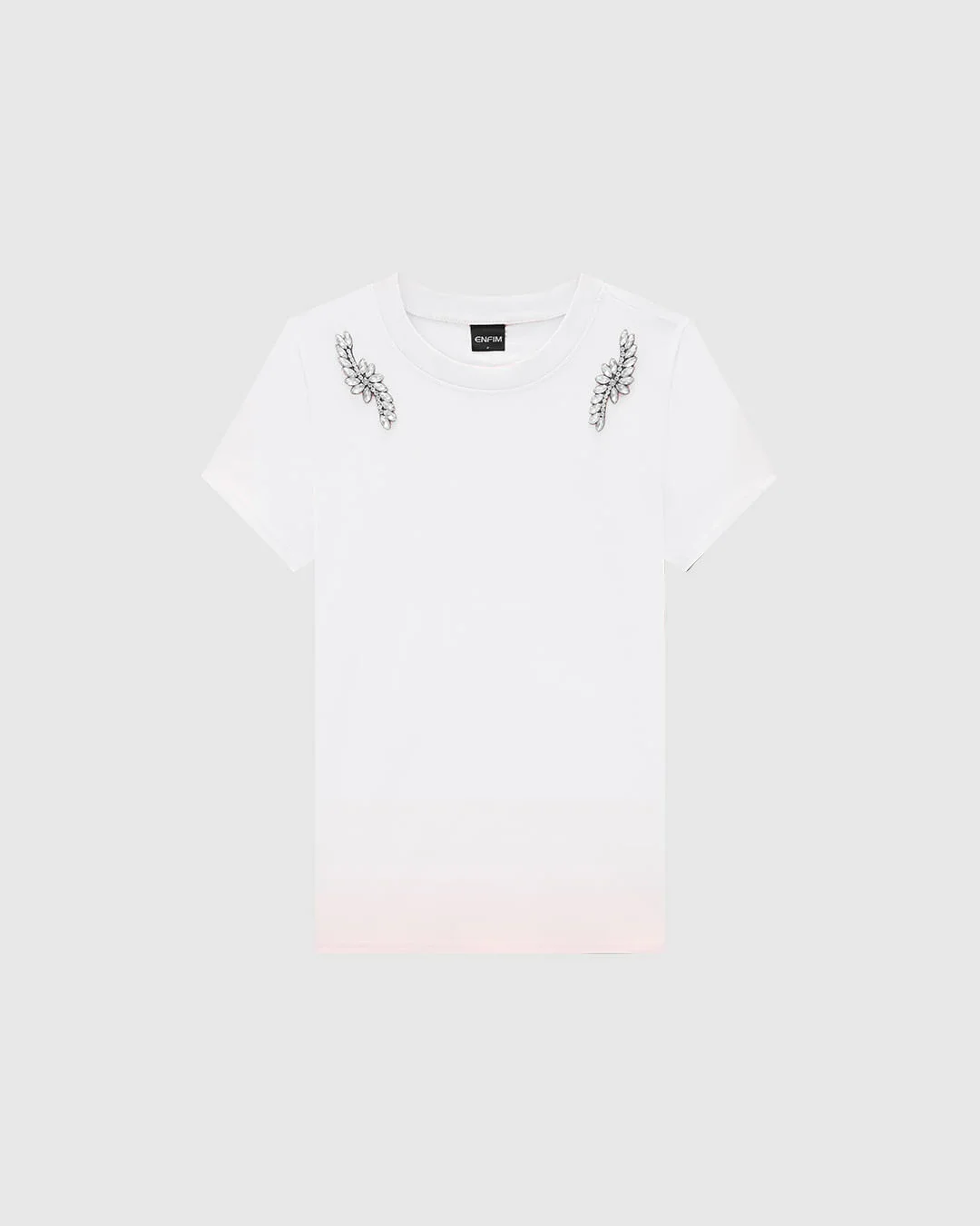 T-Shirt Feminina Com Aplique Pedraria Em Algodão - ENFIM