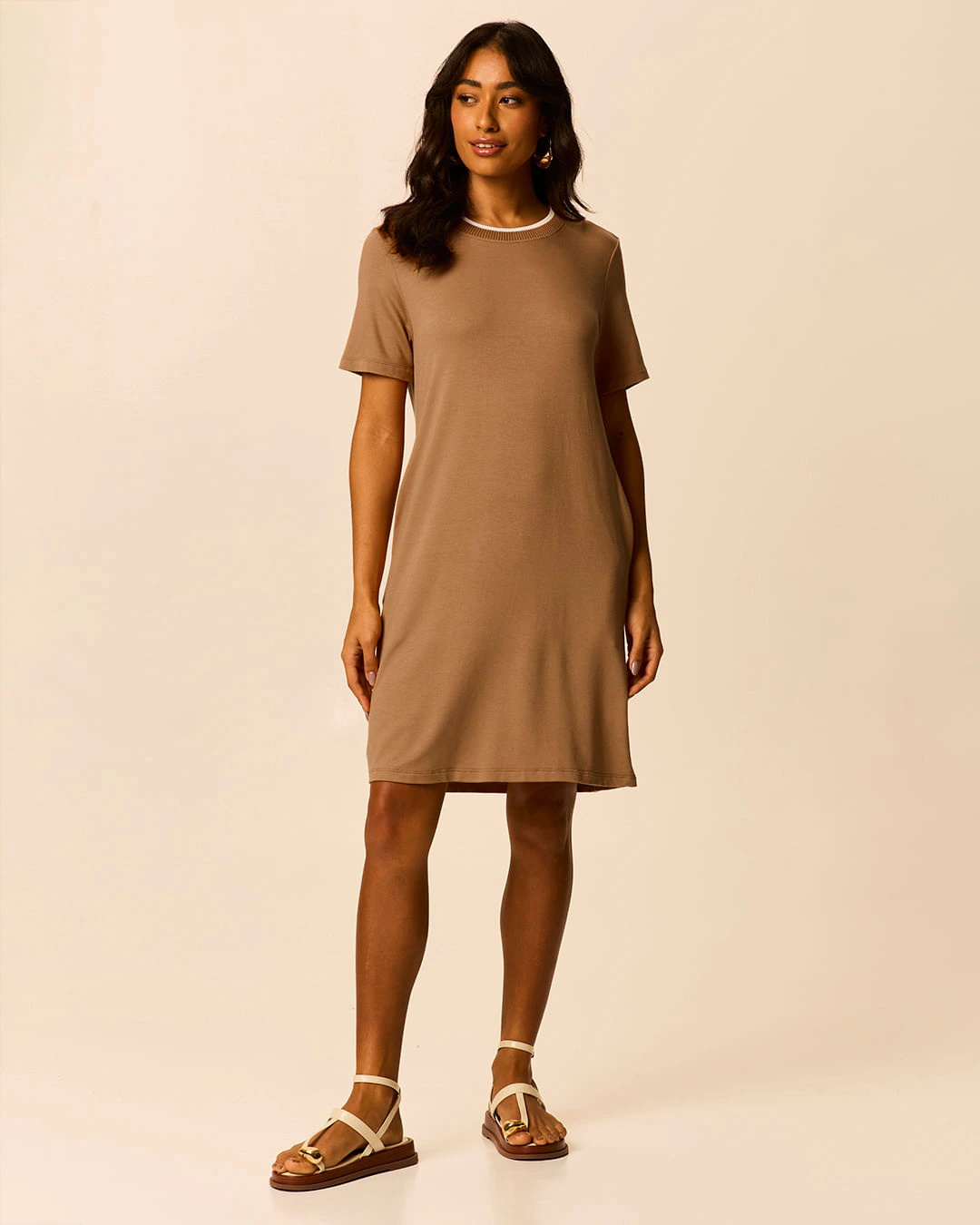 Vestido Feminino Amplo Bolso Faca Invisível Em Moletinho De Viscose