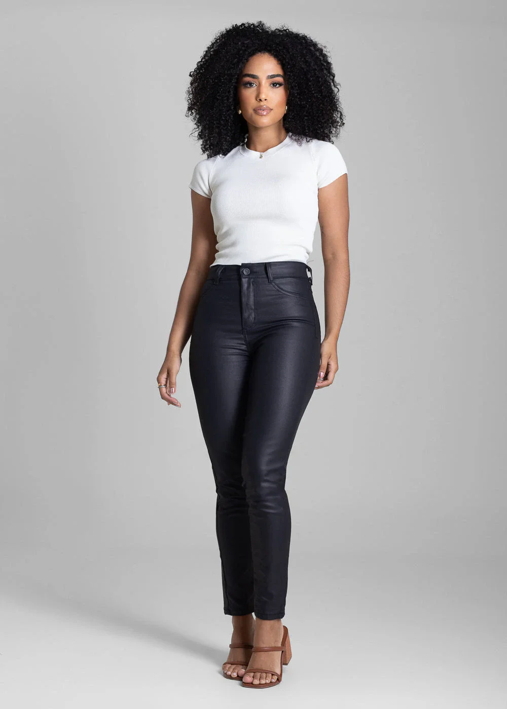 Calça Resinada Sawary Cigarrete - 283080 PRETO
