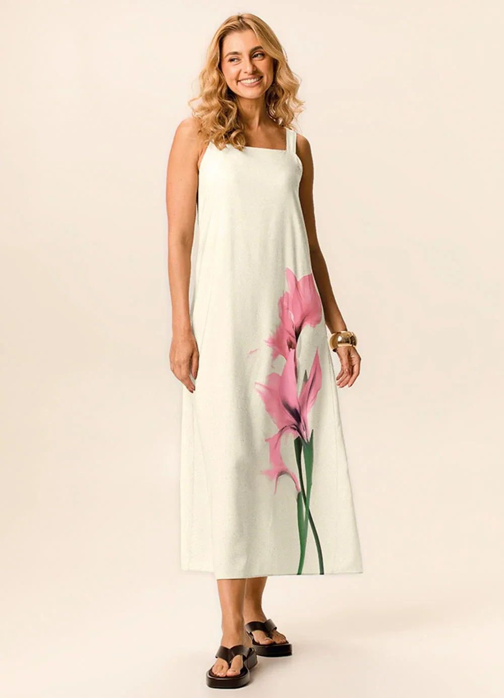 Malwee - Vestido Mídi Lírio Off White
