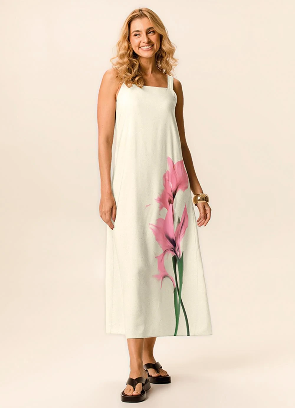Malwee - Vestido Mídi Lírio Off White