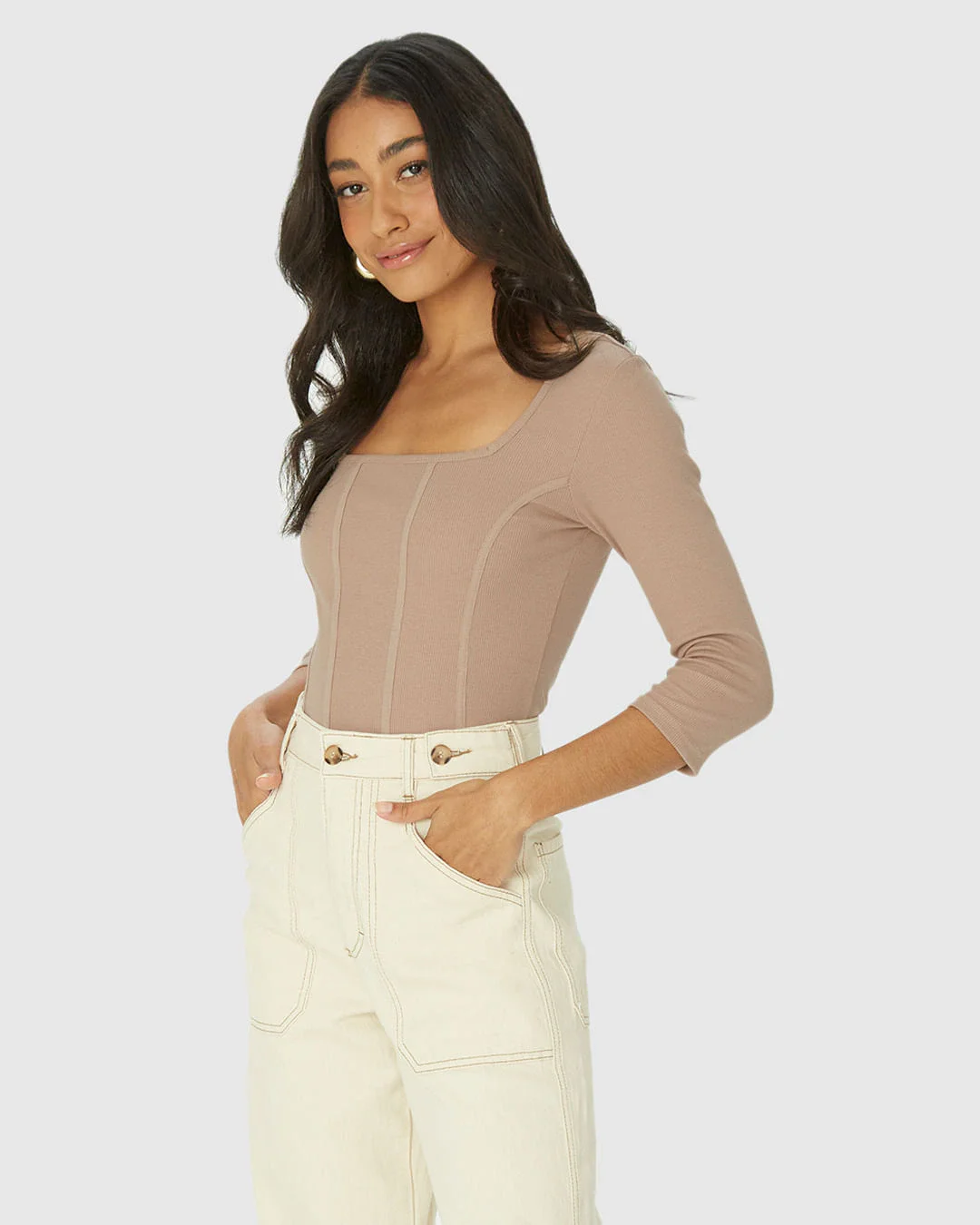 Blusa Long Cropped Feminina Corset Em Ribana