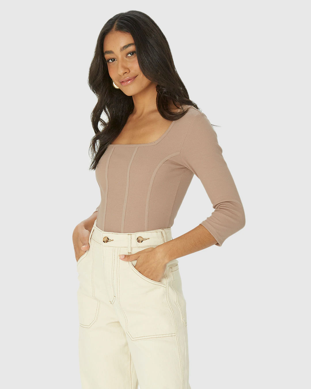 Blusa Long Cropped Feminina Corset Em Ribana