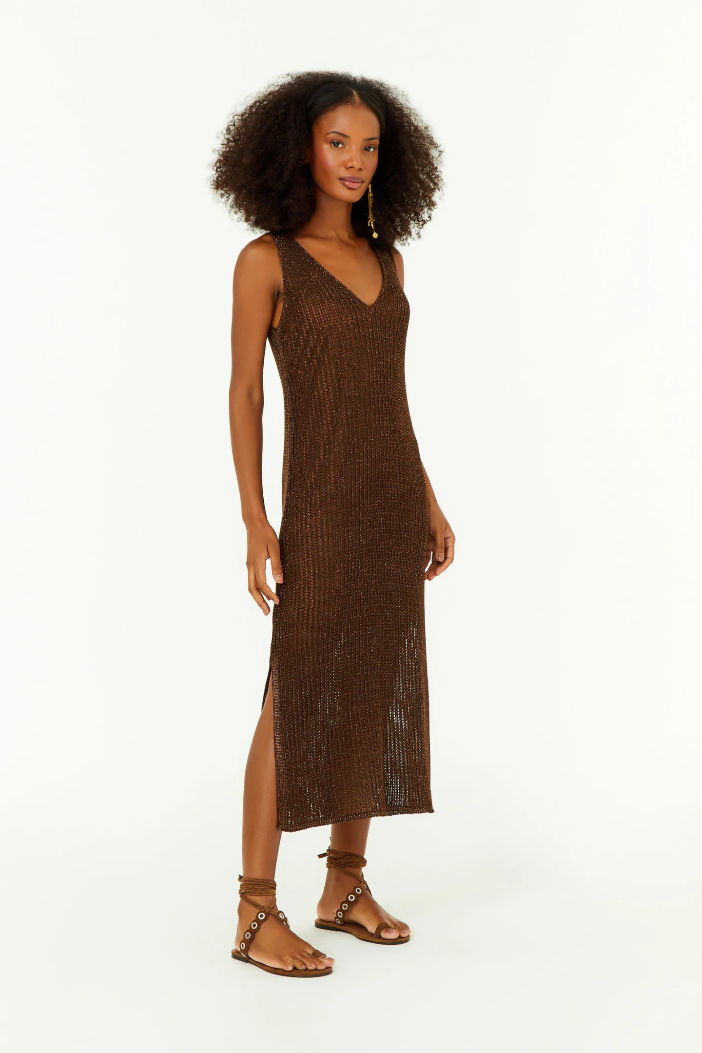 Vestido Tricot Com Fendas