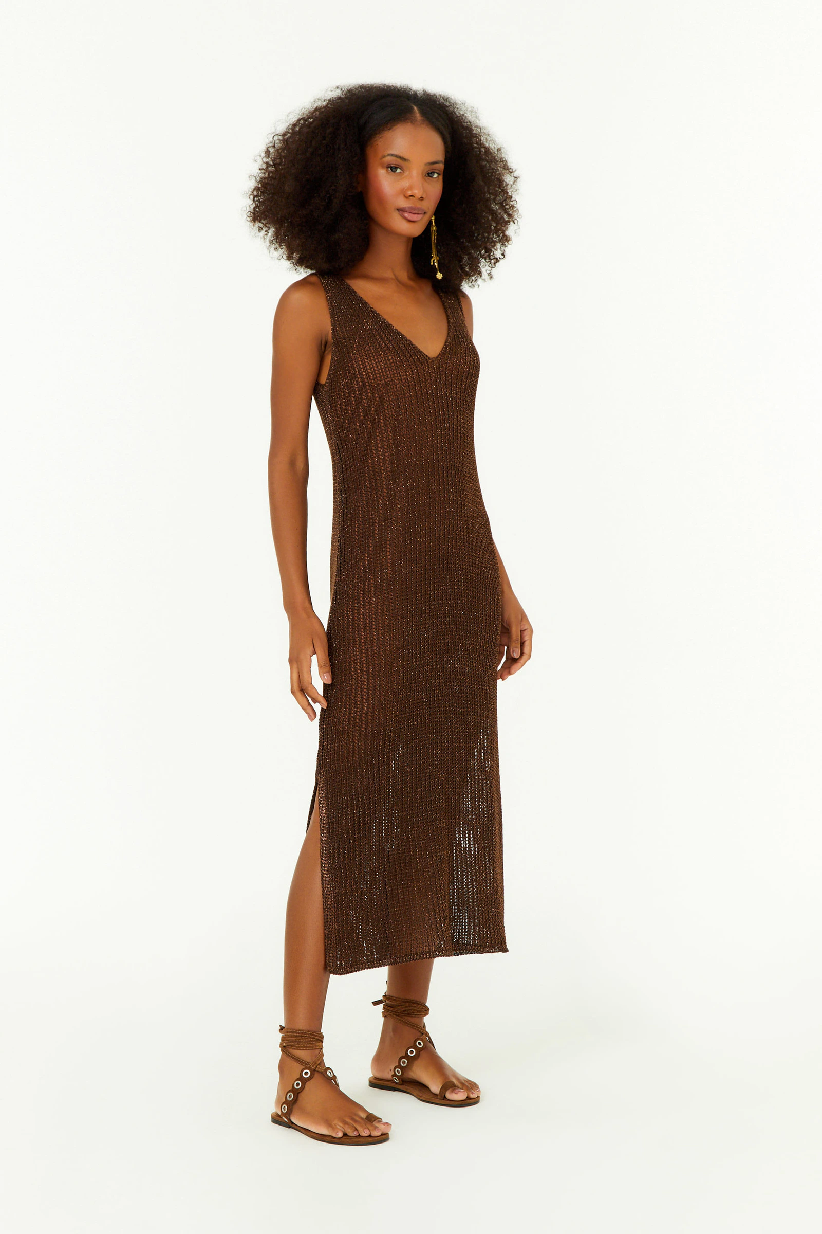 Vestido Tricot Com Fendas