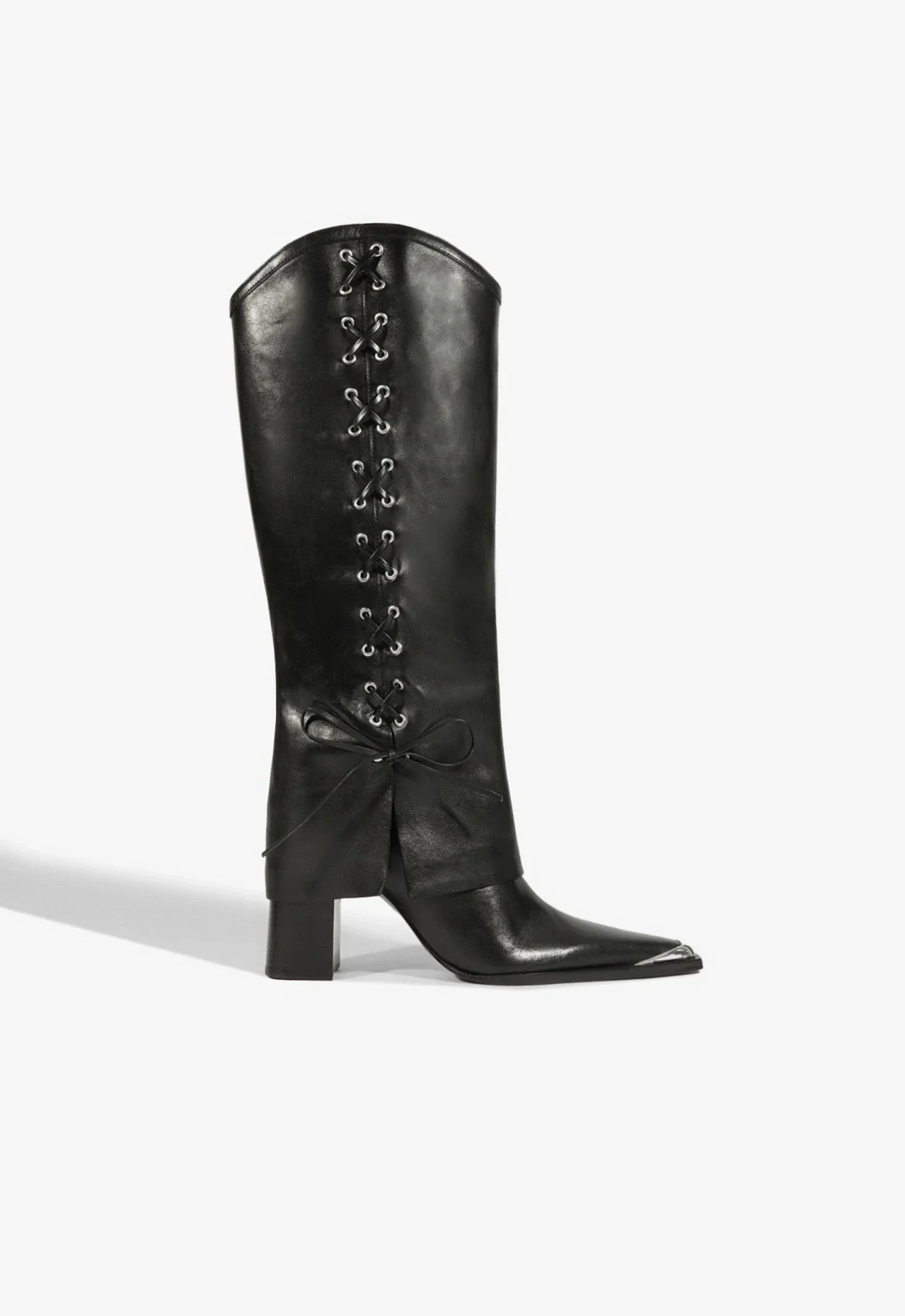 Bota Raffaela Up Cloak Eyelets Couro Preta