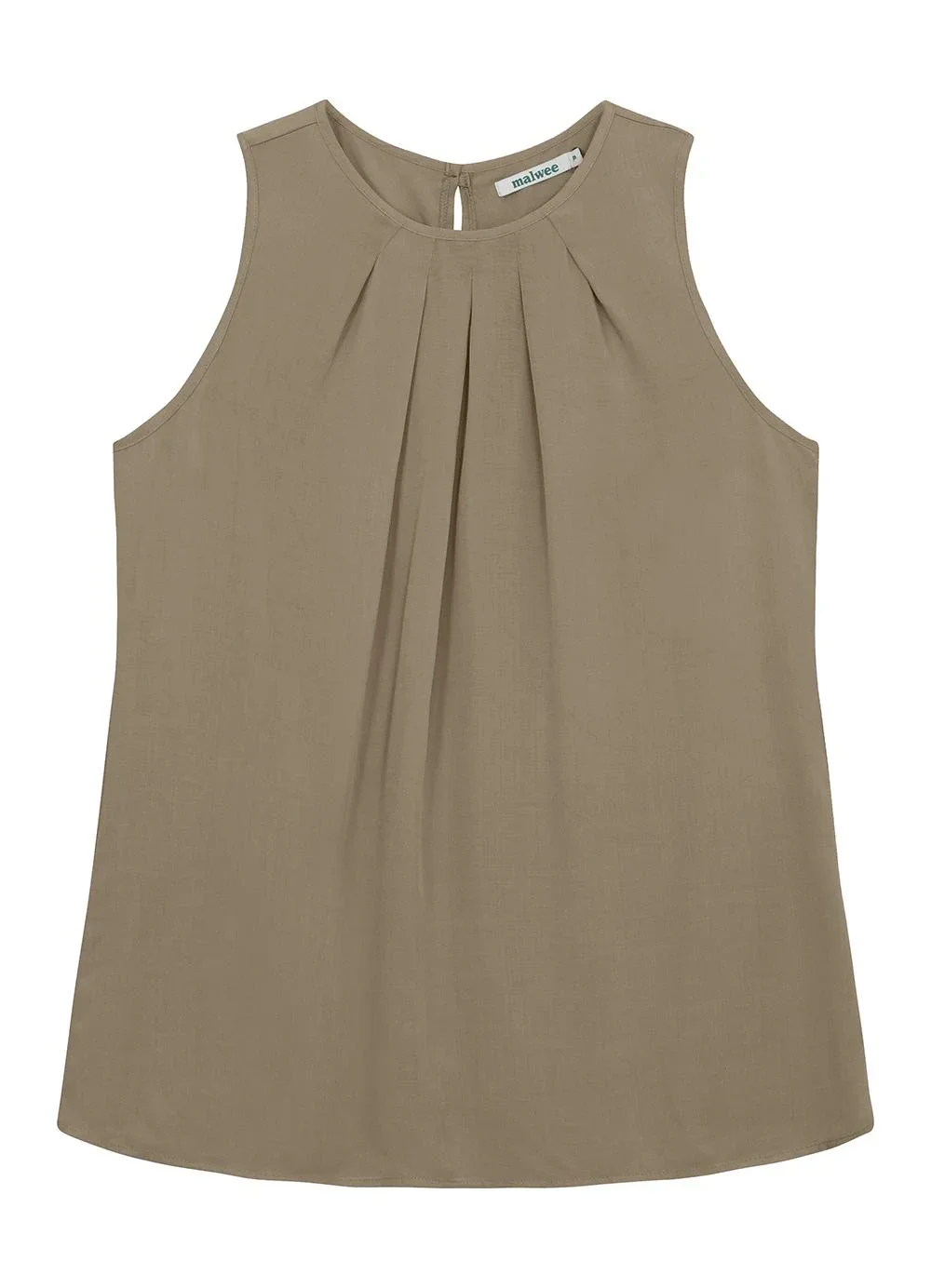 Malwee - Blusa Reta com Pregas em Viscose Taupe