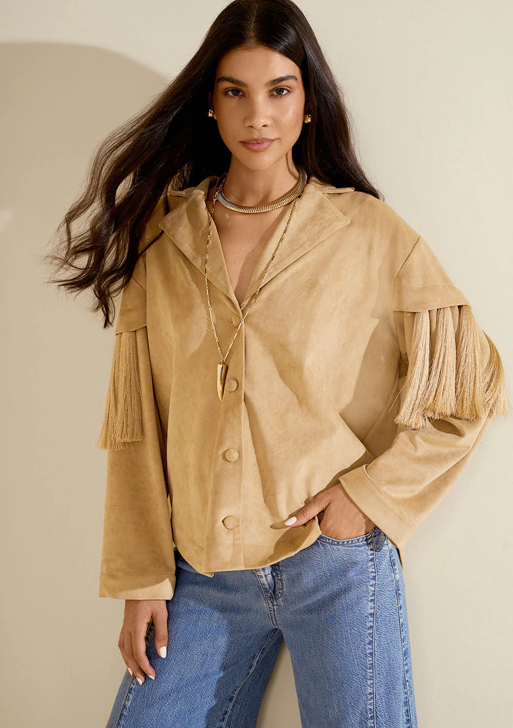 Casaco Overshirt Motus Bege Claro