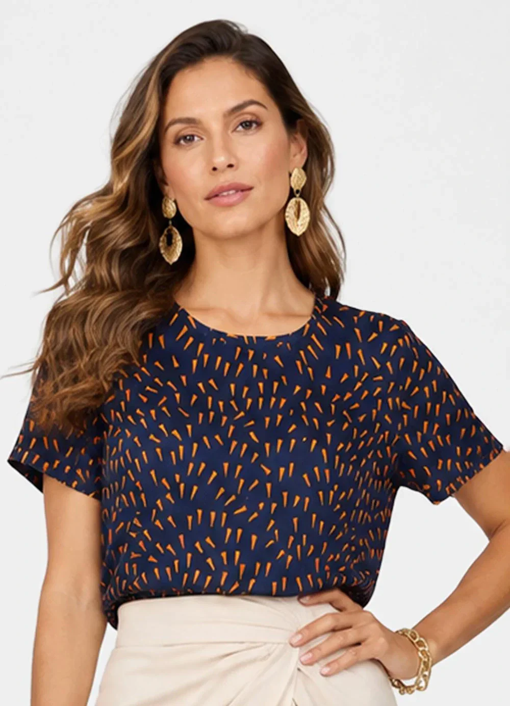 Infinita Cor - Blusa Feminina Estampada em Suplex Azul