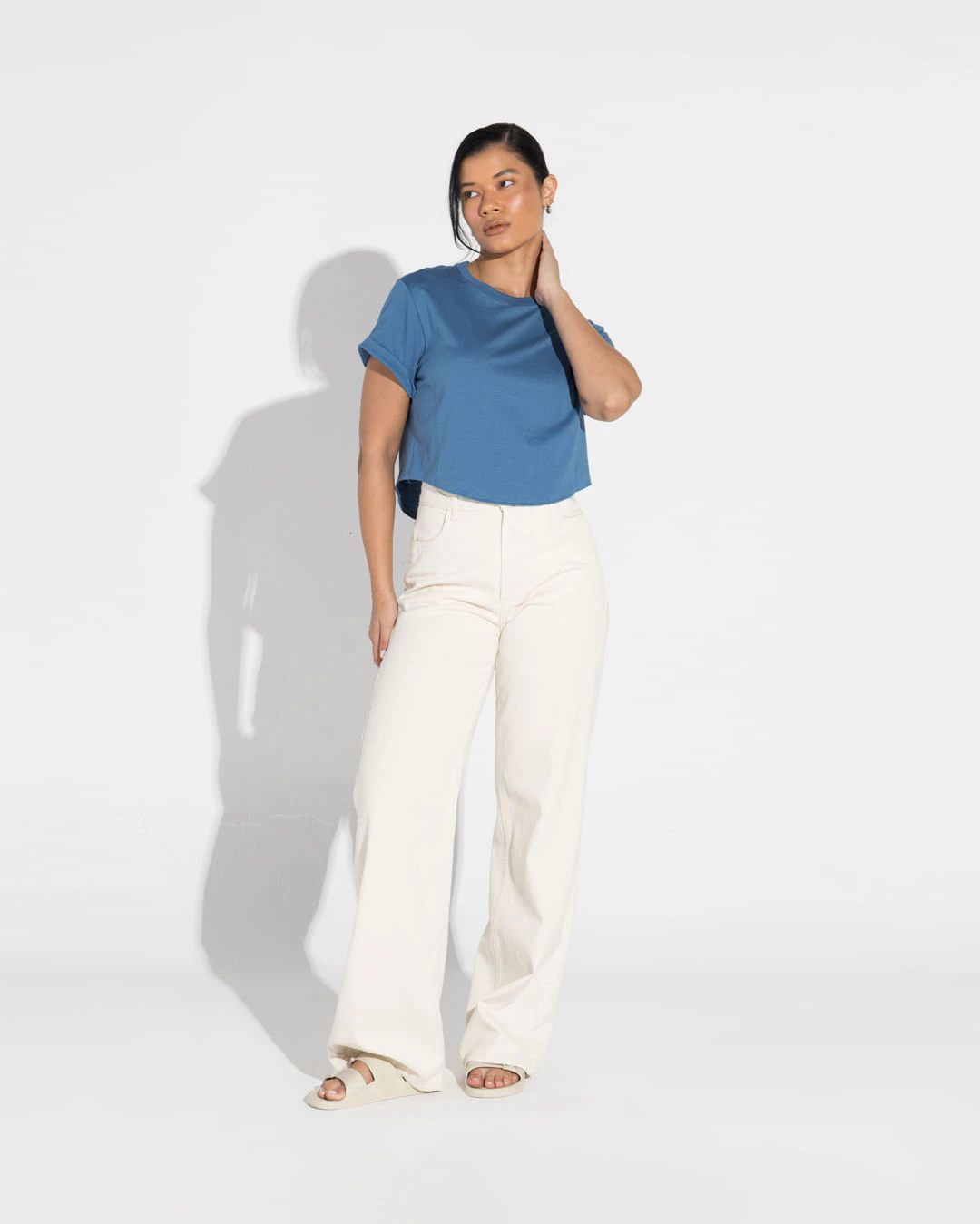 Camiseta Cropped Algodão Pima Feminina